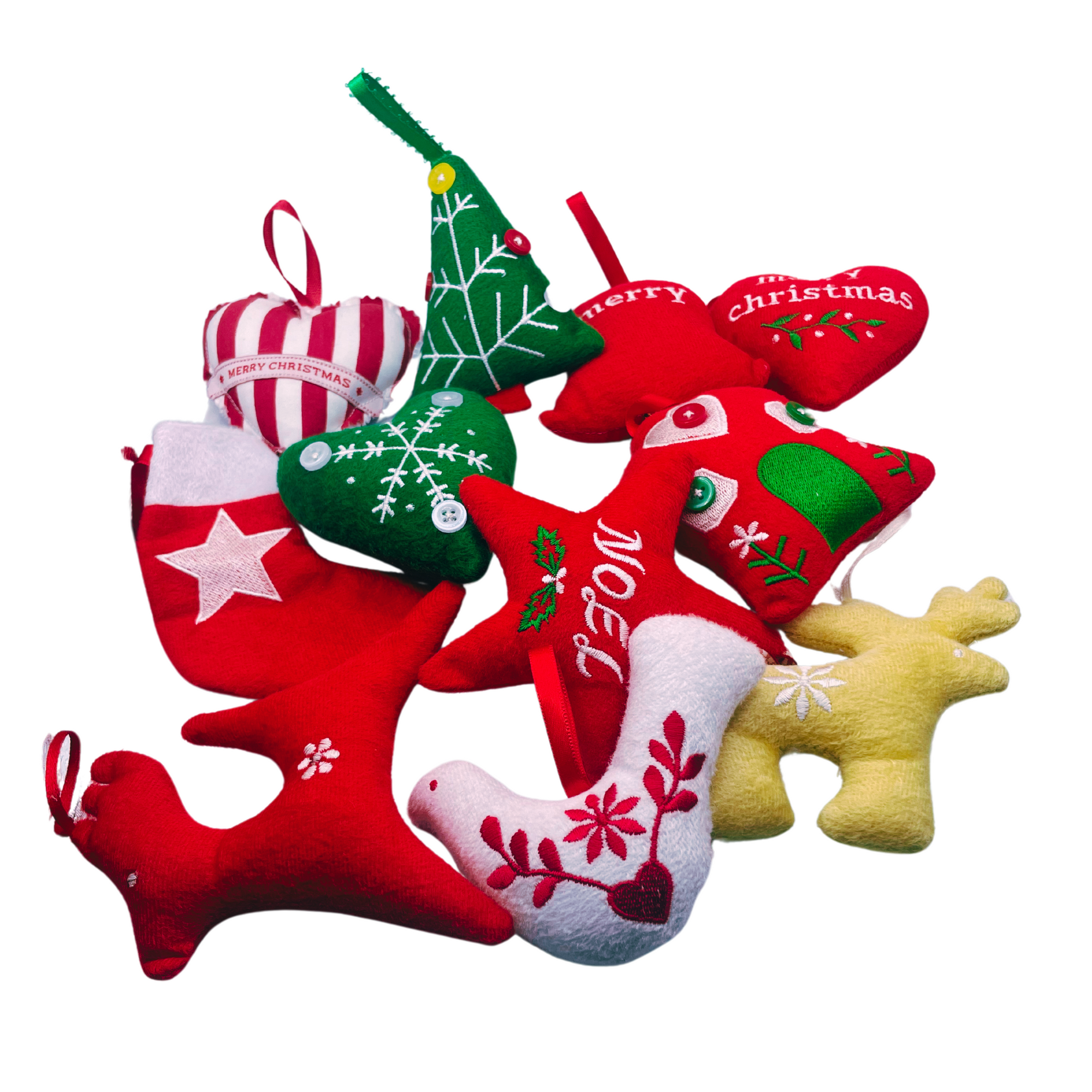 Kiyome Hanging Red Fabric Merry Bell Decoration 9 x 6cm