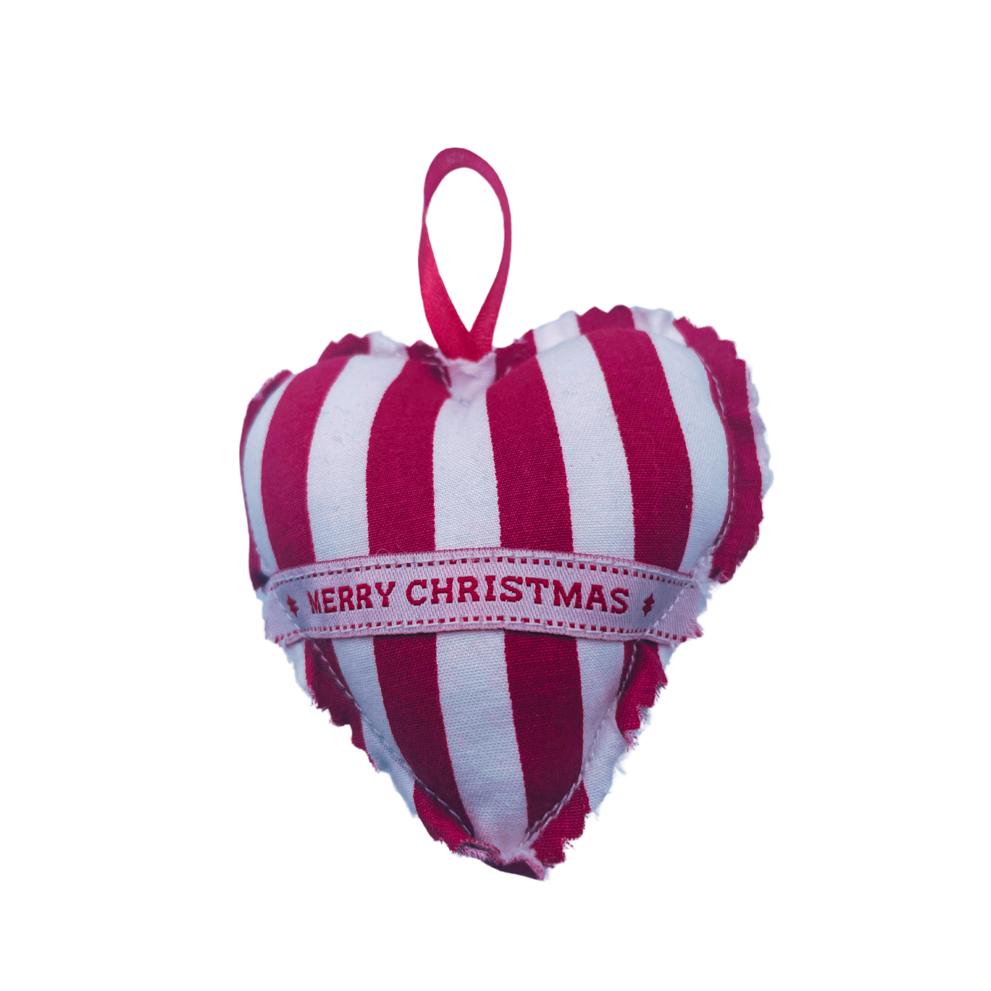 Kiyome Hanging White & Red Fabric Heart Decoration 9 x 9cm