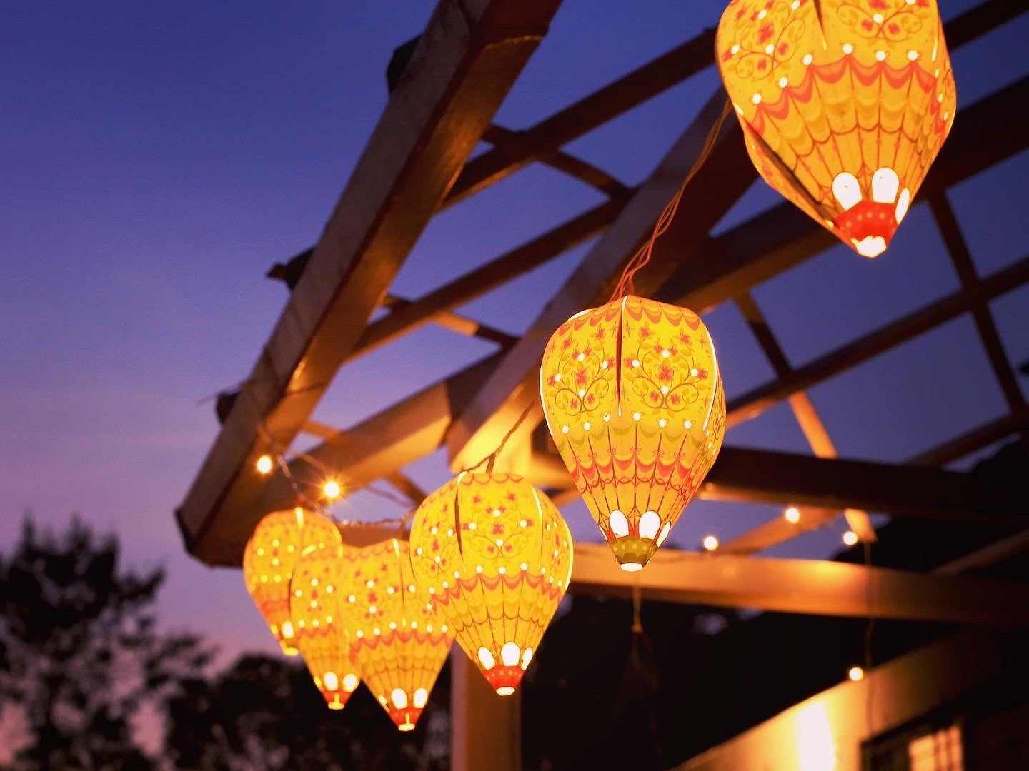Set of 10 Mini Hot Air Balloon Lamp Shades with Fairy Lights