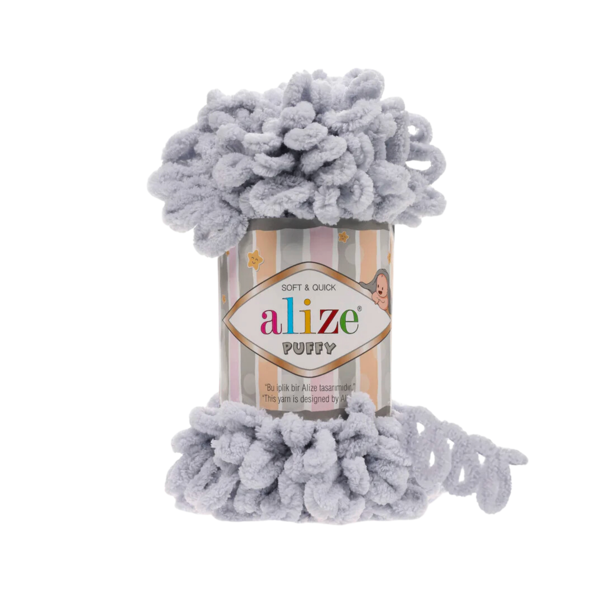 Alize Puffy Micro Poly Yarn 100g, Grey - 416