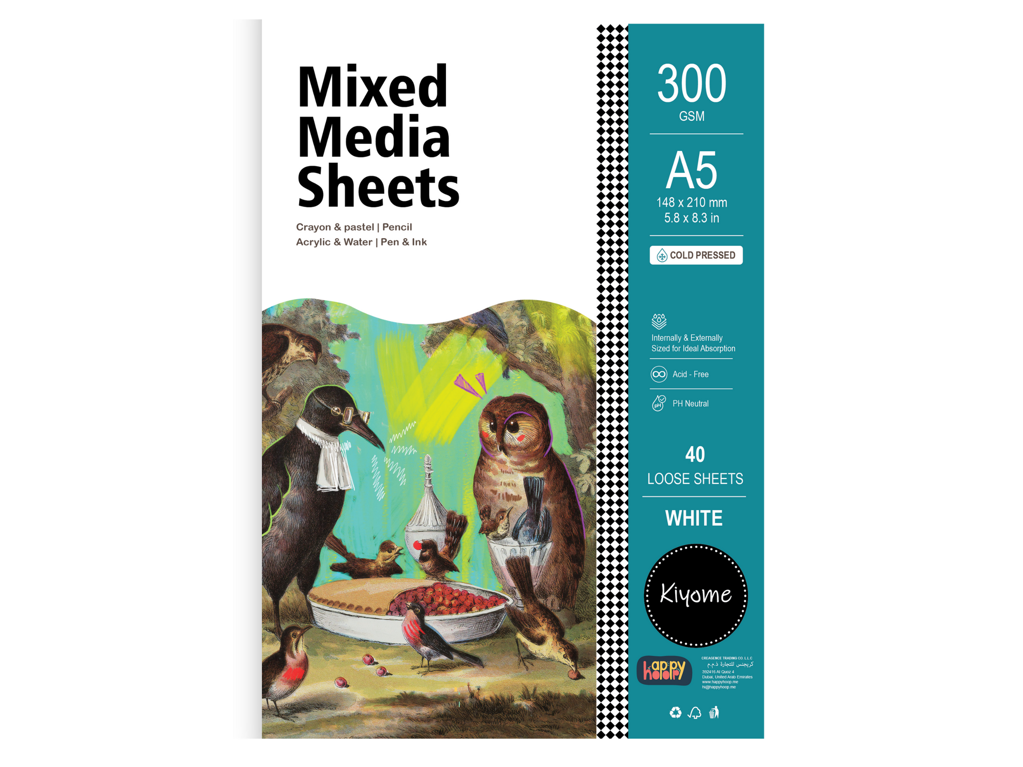 Kiyome Mixed Media Sheets | 300 GSM | A4 | 20 Sheets