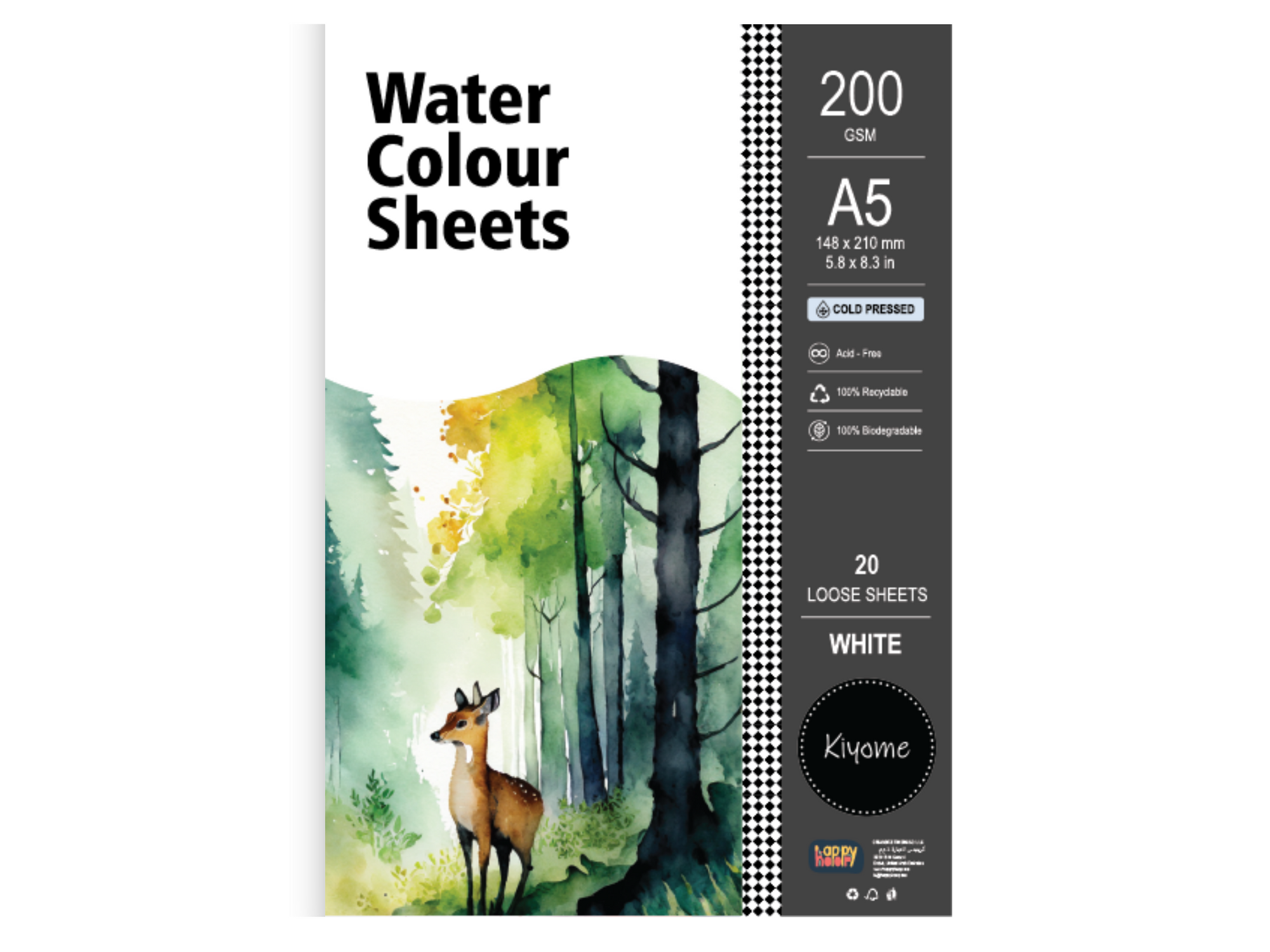 Kiyome Watercolour Sheets | 200 GSM | Cold Pressed | A4 | 10 Sheets
