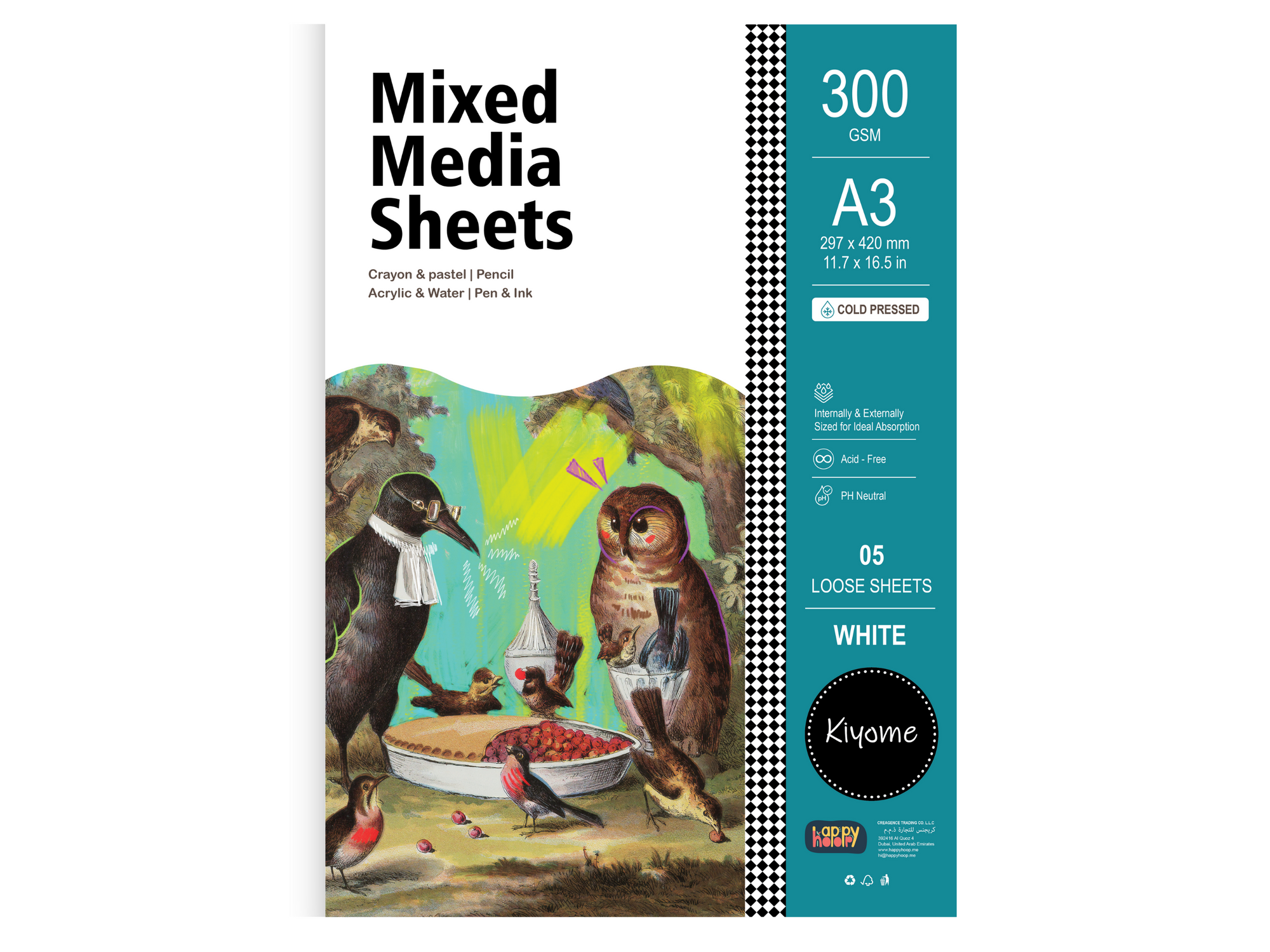 Kiyome Mixed Media Sheets | 300 GSM | A3 | 10 Sheets