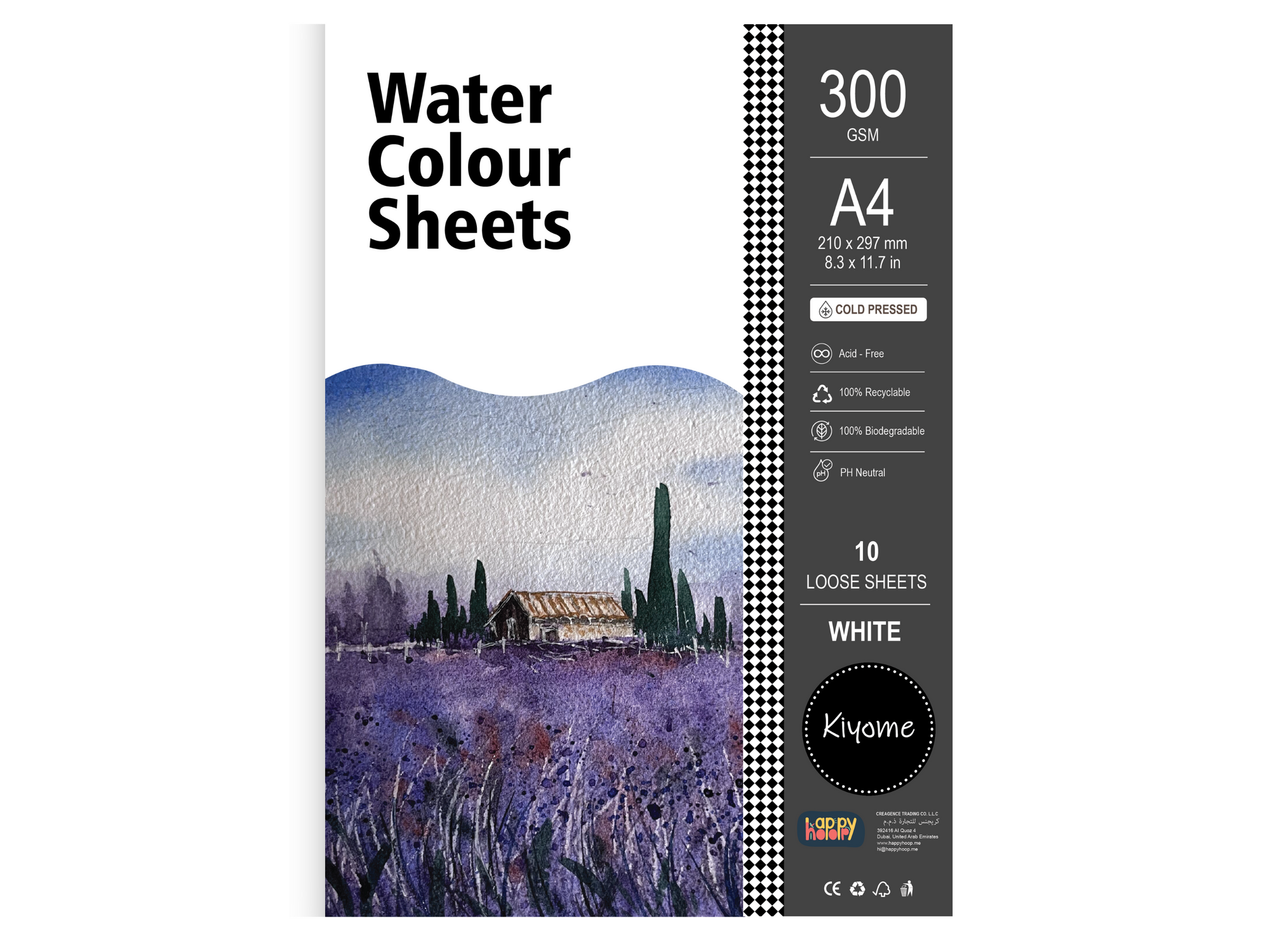 Kiyome Watercolour Sheets | Cold Pressed | 300 GSM | A6 | 40 Sheets