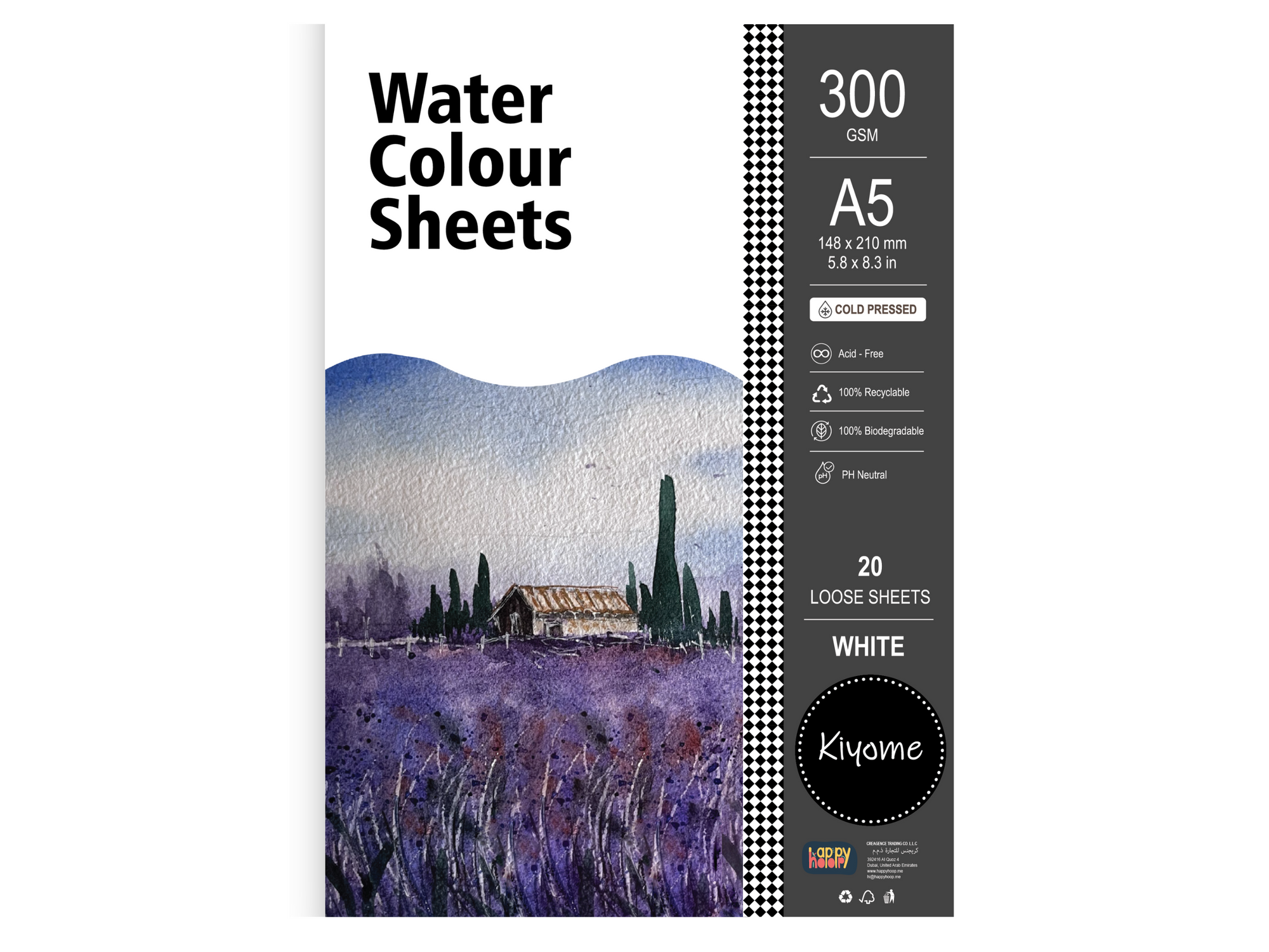 Kiyome Watercolour Sheets | Cold Pressed | 300 GSM | A5 | 20 Sheets