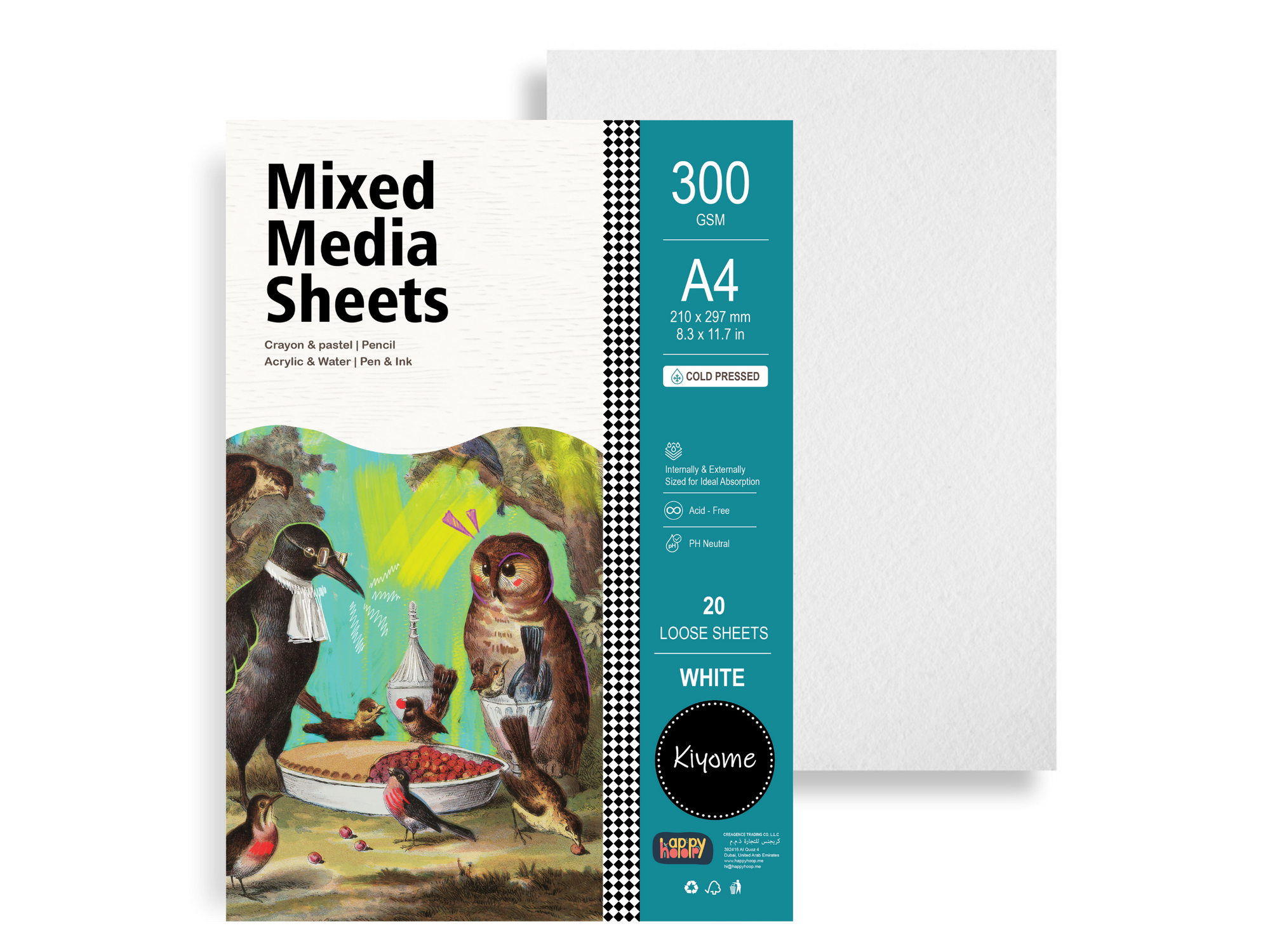 Kiyome Mixed Media Sheets | 300 GSM | A4 | 20 Sheets