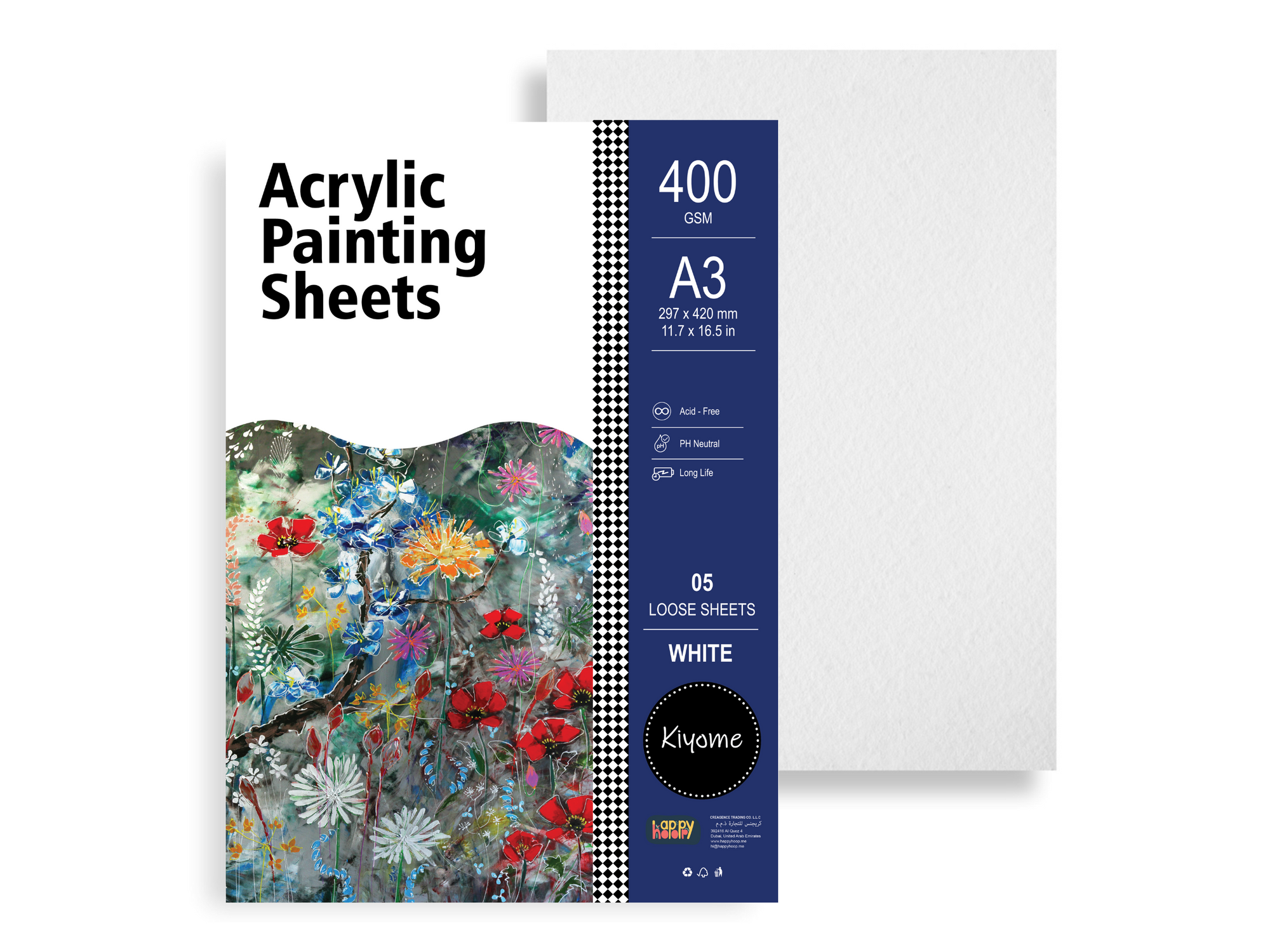 Kiyome Acrylic Sheets | 400 GSM | A3 | 5 Sheets