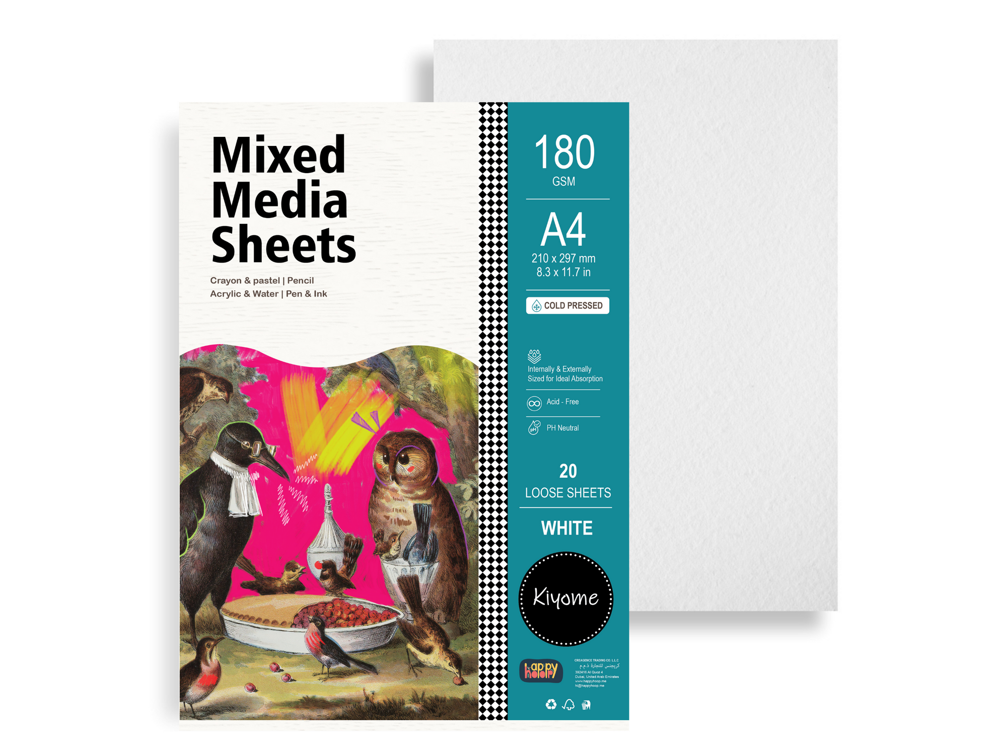 Kiyome Mixed Media Sheets | 180 GSM | A4 | 20 Sheets