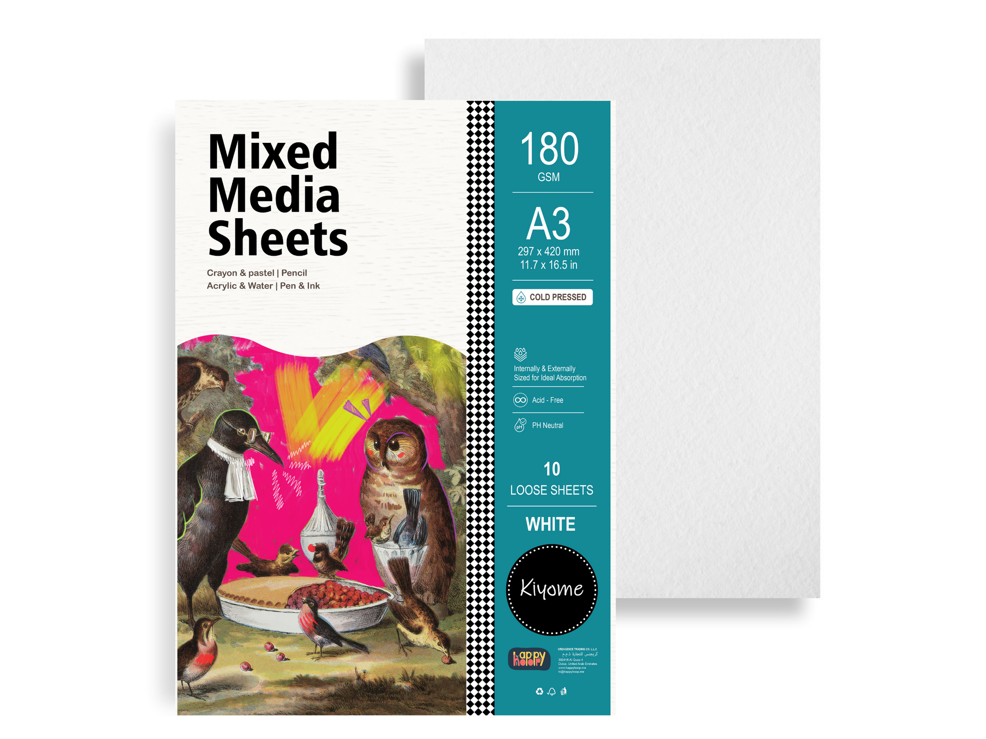 Kiyome Mixed Media Sheets | 180 GSM | A3 | 10 Sheets