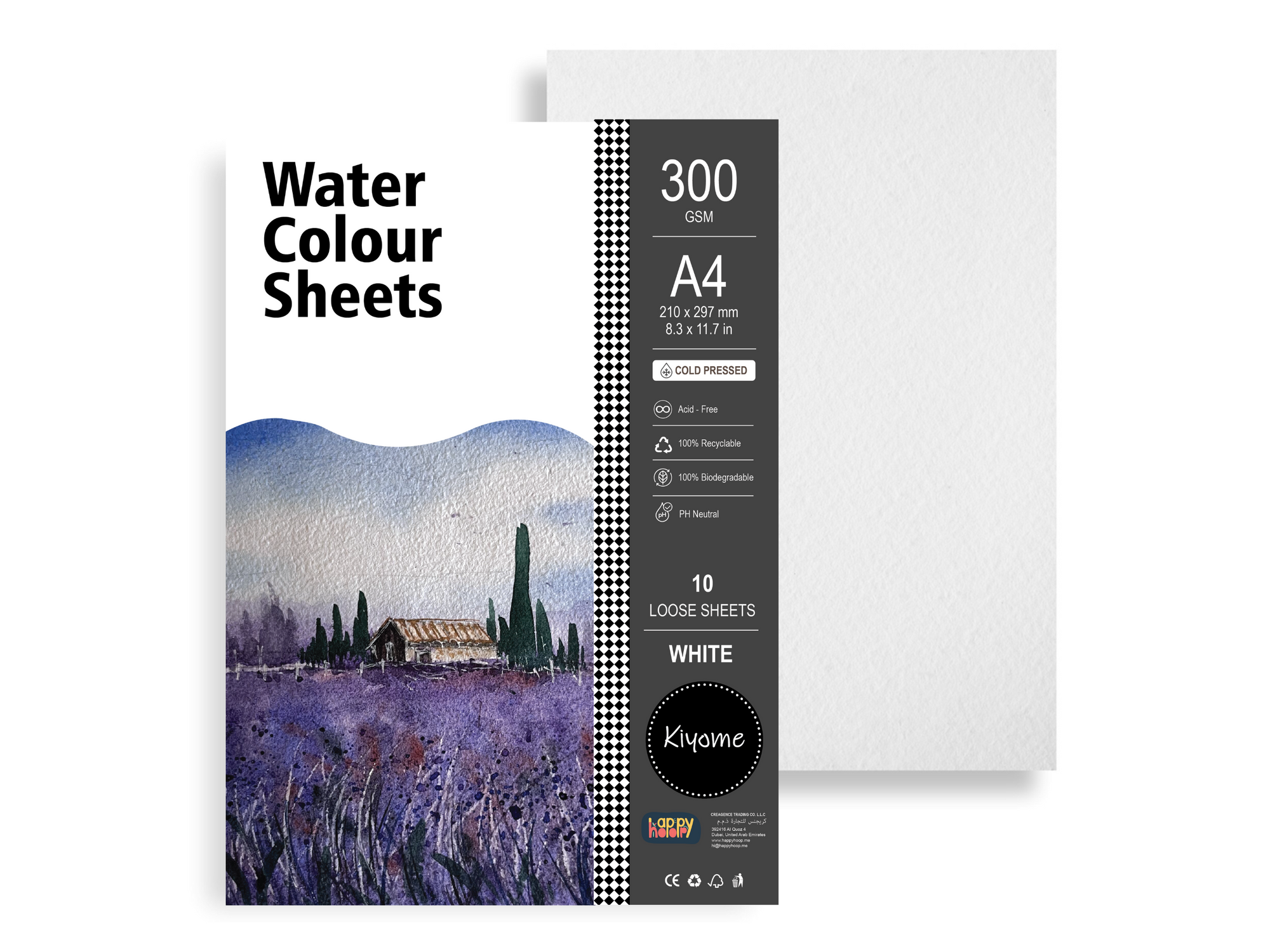 Kiyome Watercolour Sheets | Cold Pressed | 300 GSM | A4 | 10 Sheets