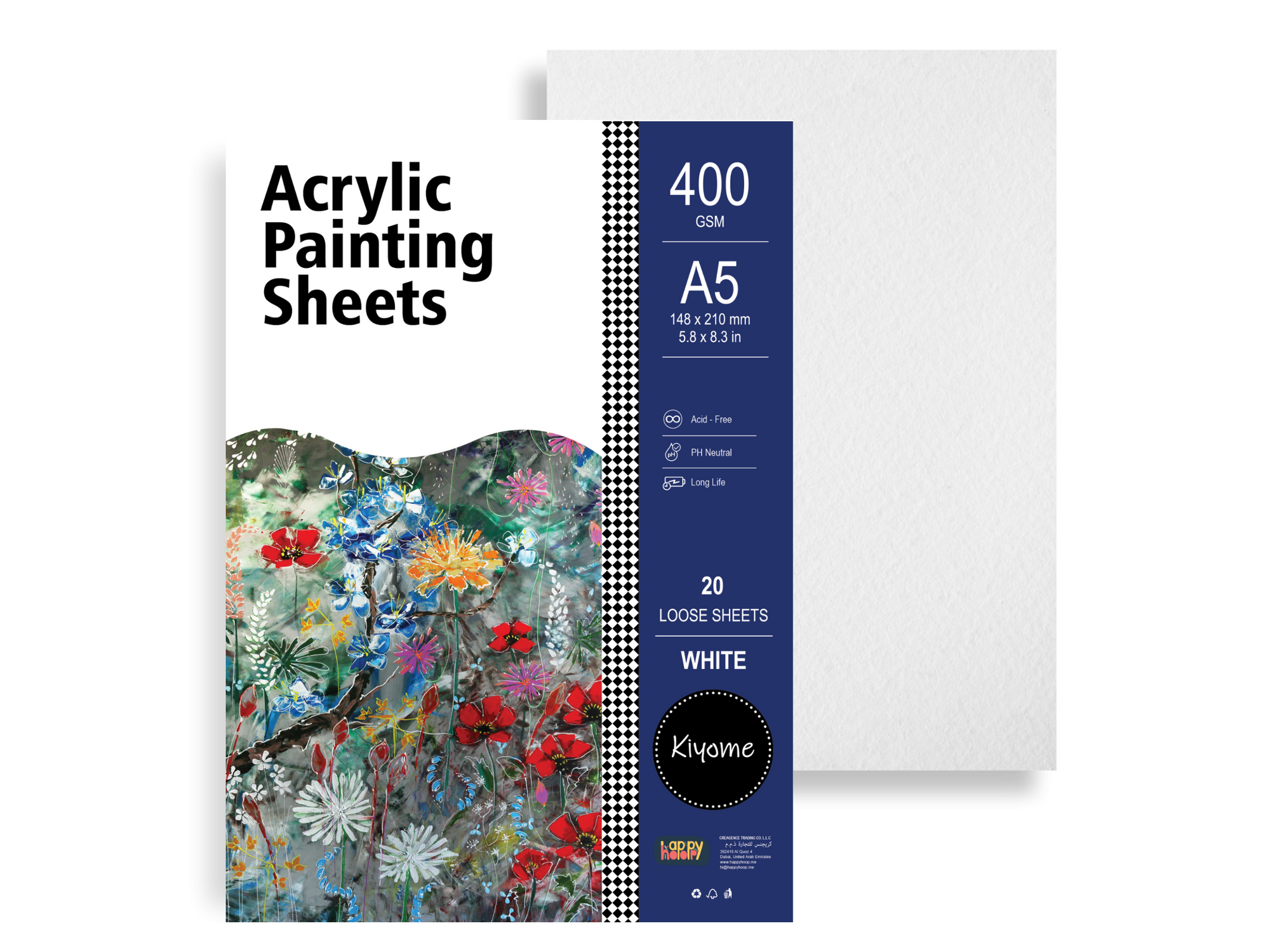 Kiyome Acrylic Sheets | 400 GSM | A5 | 20 Sheets