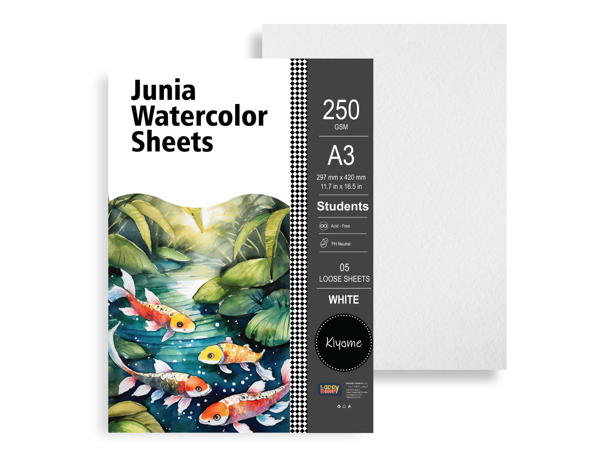 Kiyome Student Watercolour Sheets | 250 GSM | A3 | 5 Sheets