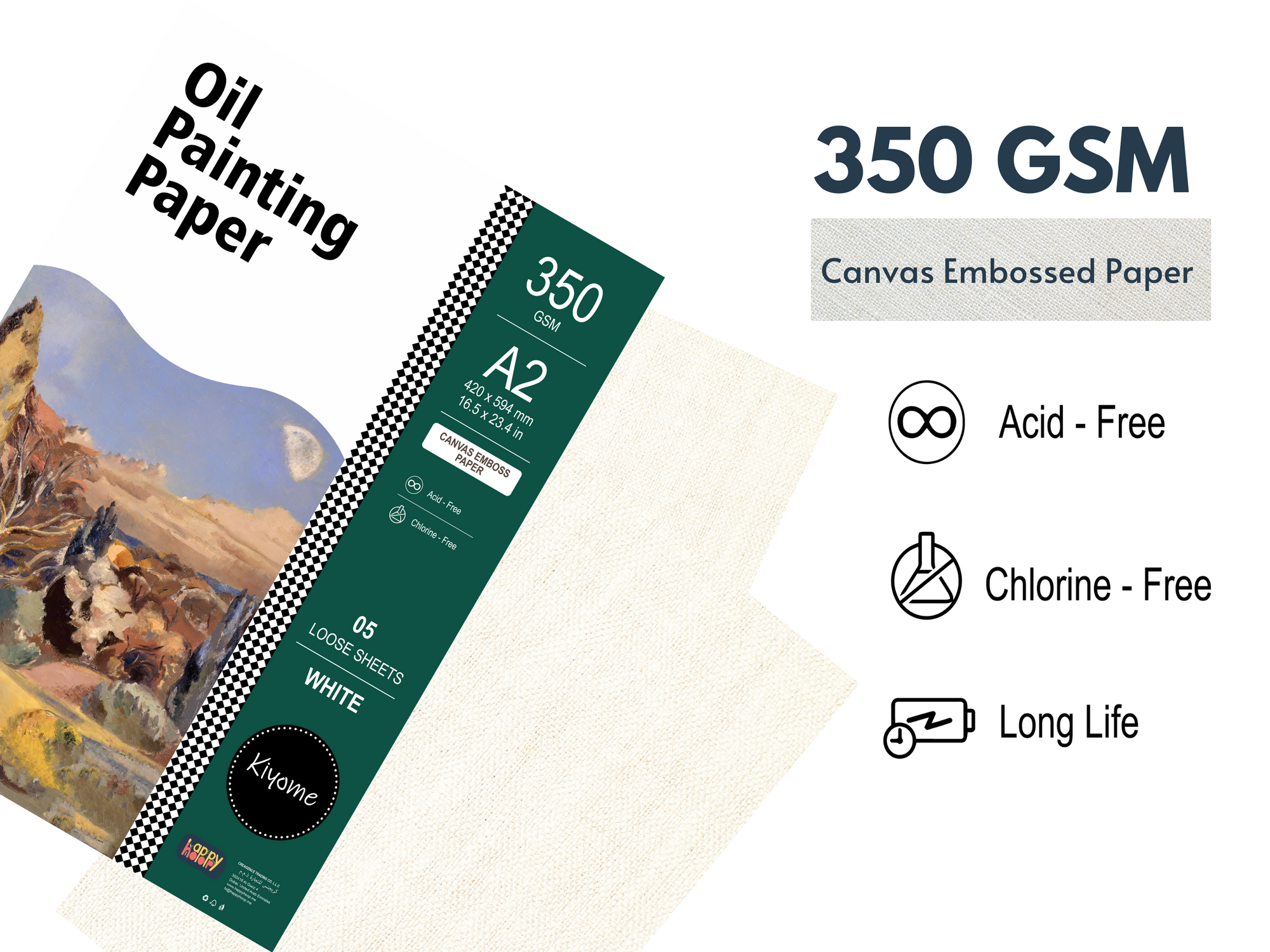 Kiyome Oil Painting Sheets | 350 GSM | A2 | 5 Sheets