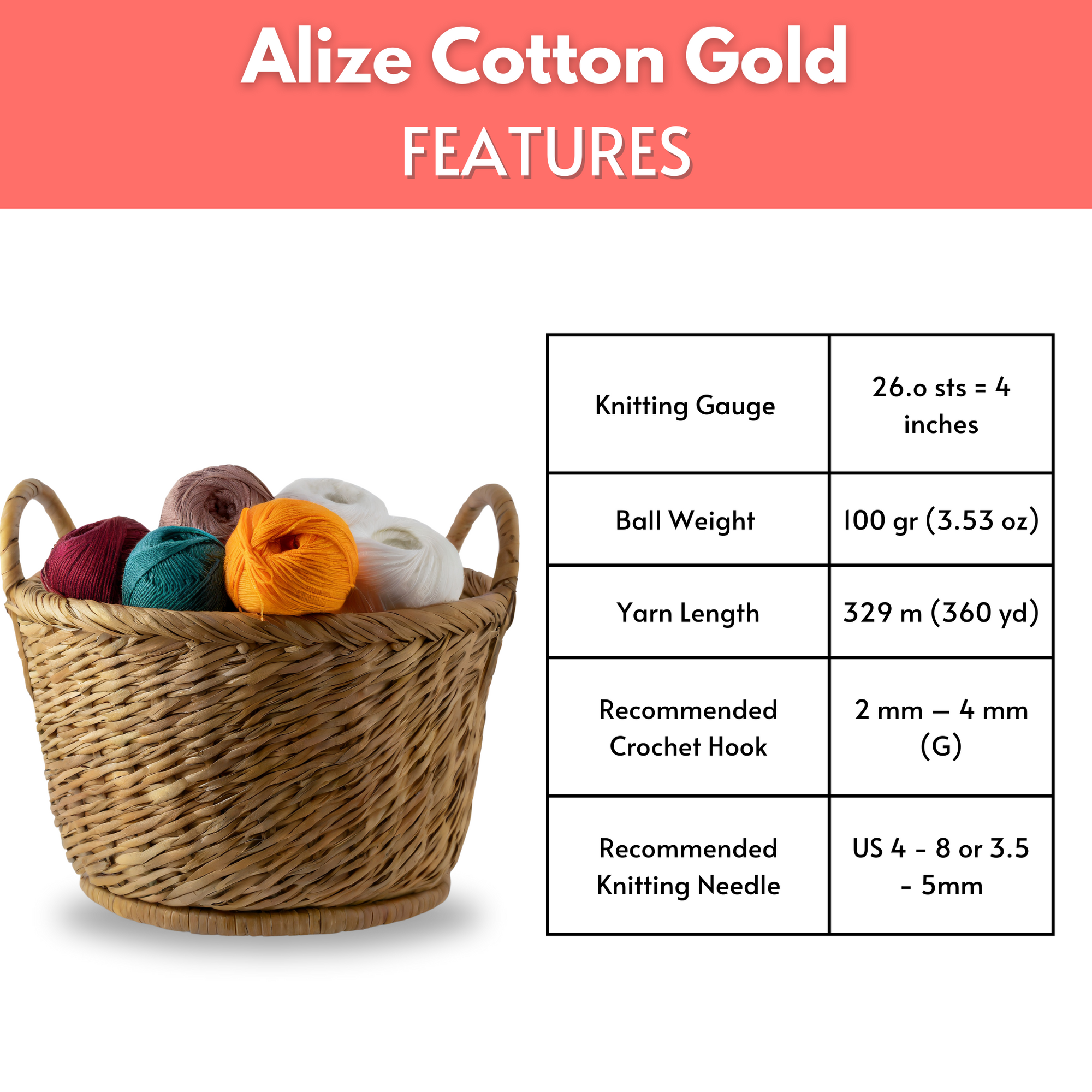 Alize Cotton Gold Knitting Yarn, Light Yellow - 187