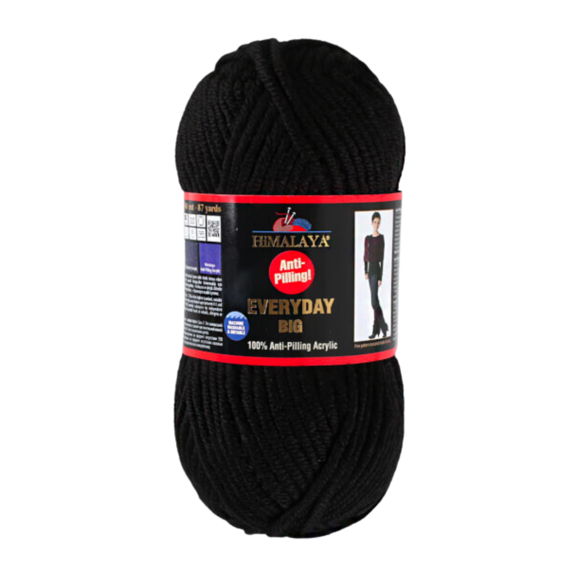 Himalaya Everyday 100% Anti-Pilling Acrylic Yarn, Black - 70824