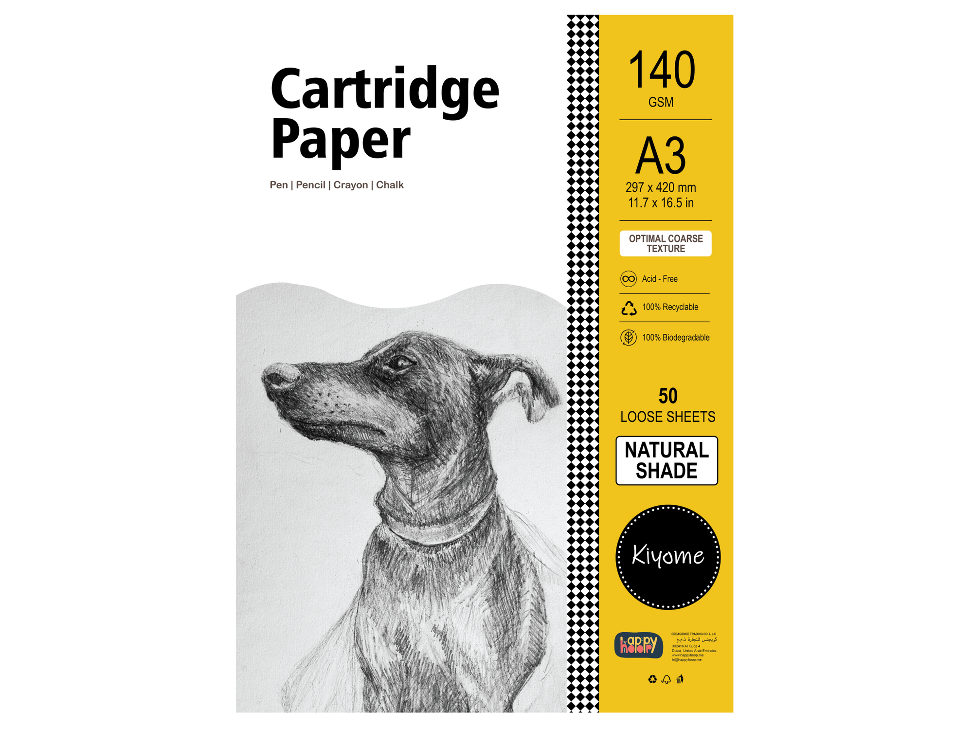 Kiyome Cartridge Paper | 140 GSM | A3 | 50 Sheets