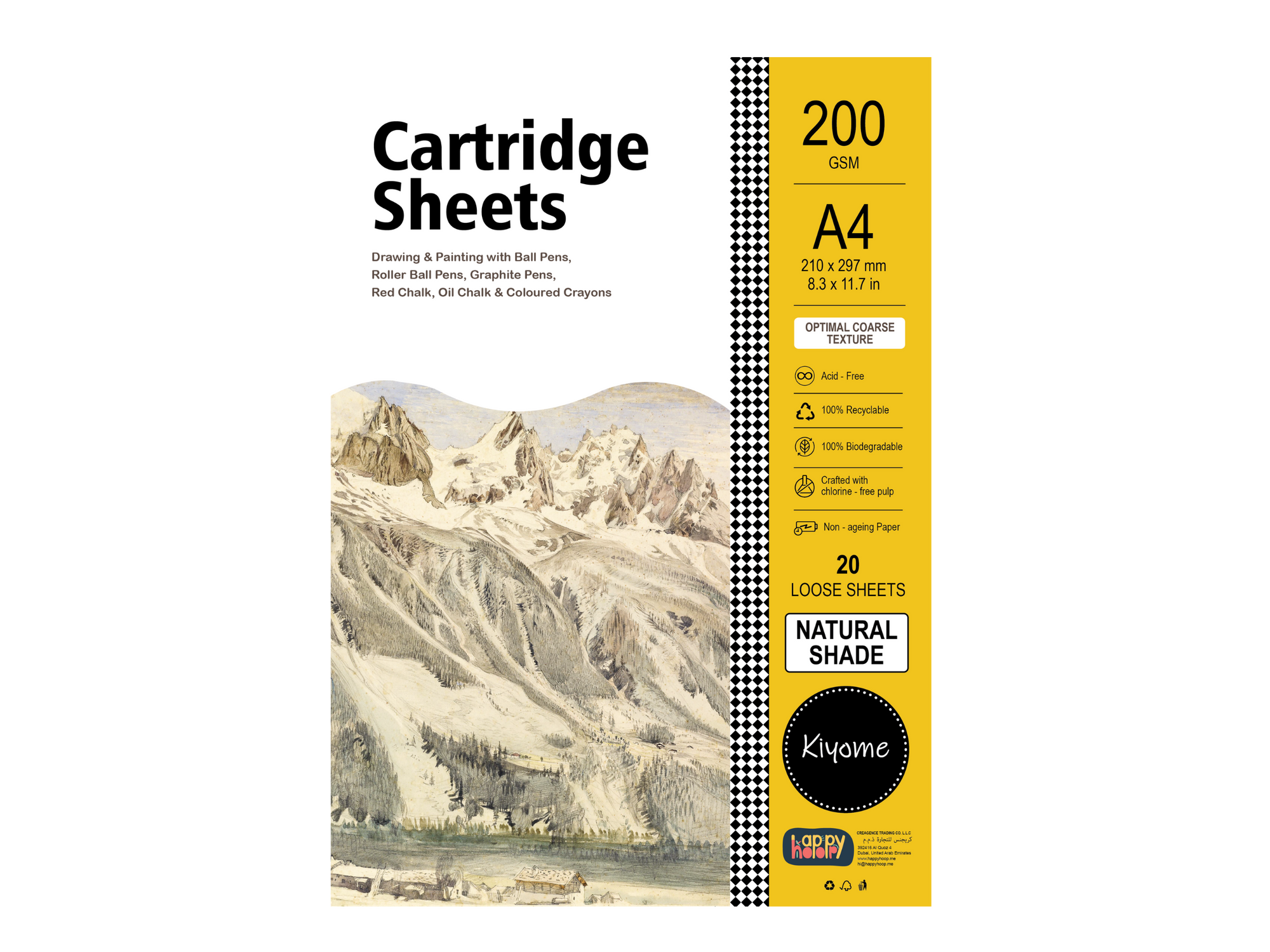 Kiyome Cartridge Paper | 200 GSM | A4 | 20 Sheets