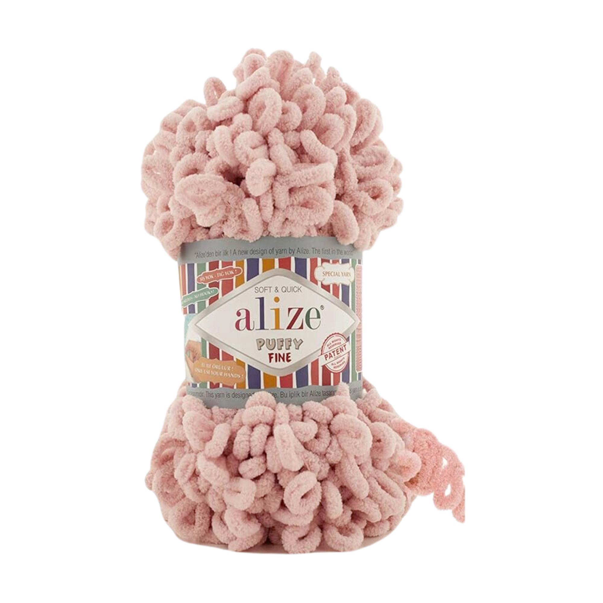 Alize Puffy Fine Yarn 100g, Powder Pink - 161