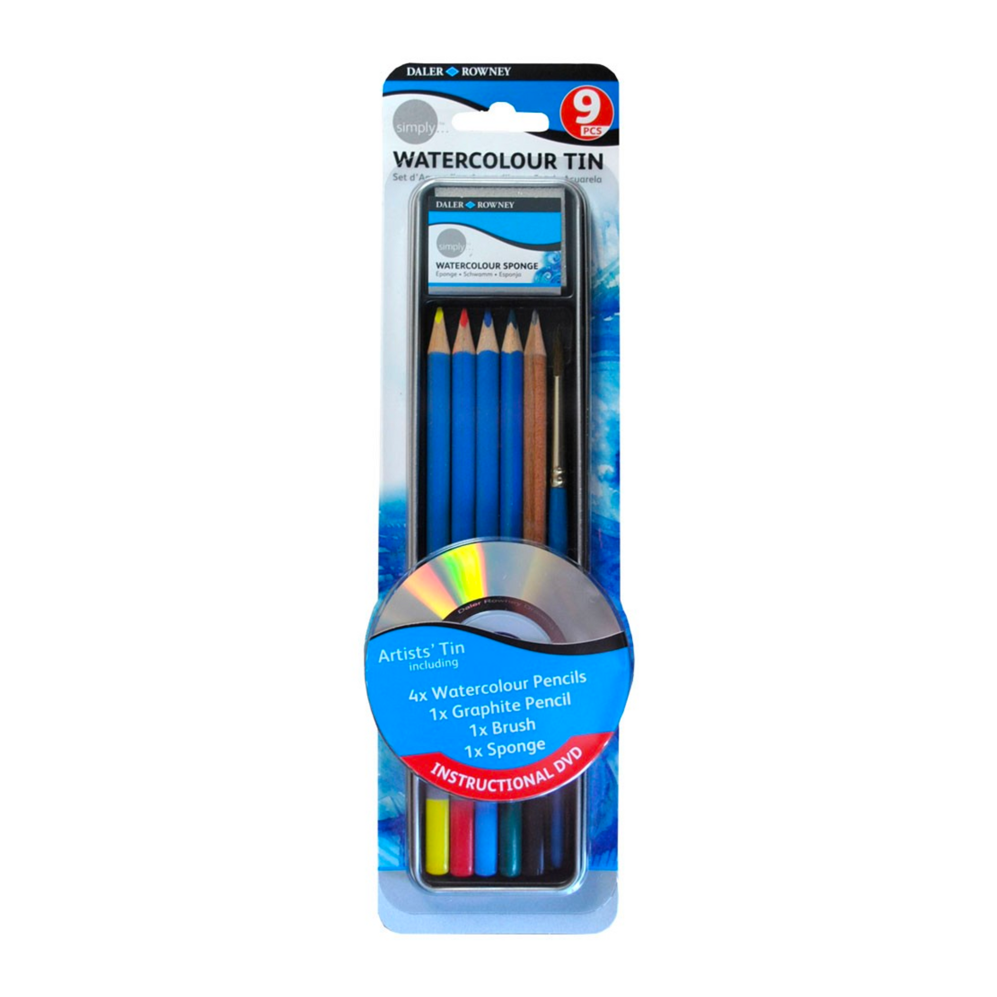 Daler Rowney Simply Watercolor Pencil Tin Set 9pcs