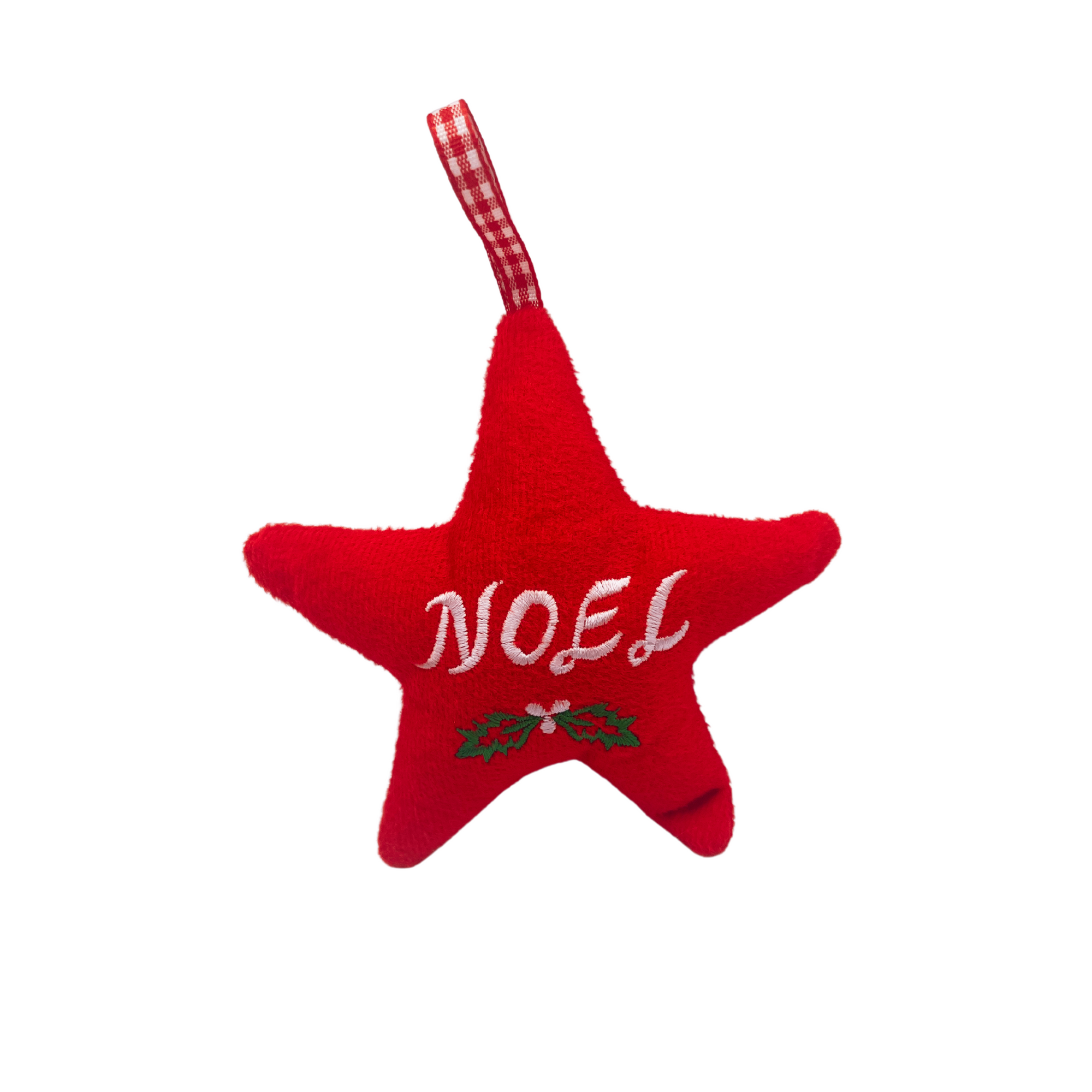 Kiyome Hanging Red Fabric Noel Star Decoration 11 x 12cm