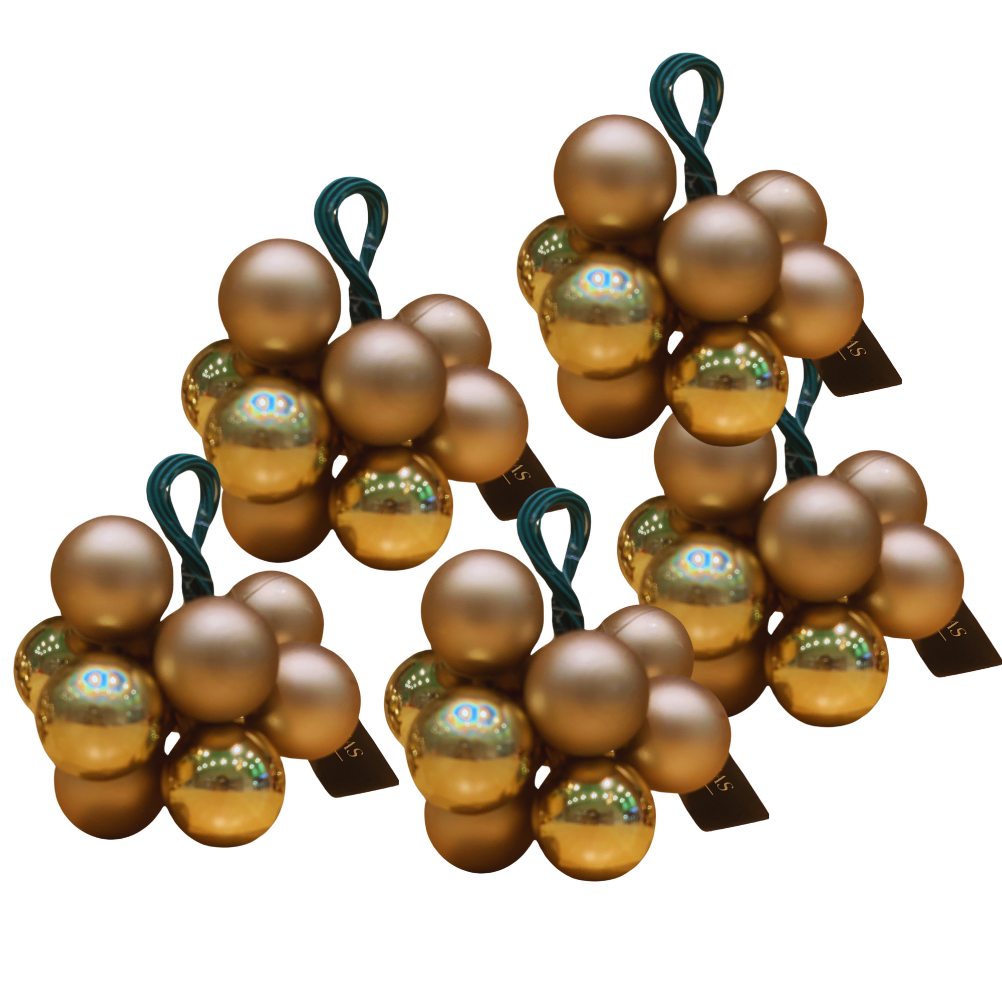 Mini Decorative Christmas Decoration Golden Balls - Pack of 5