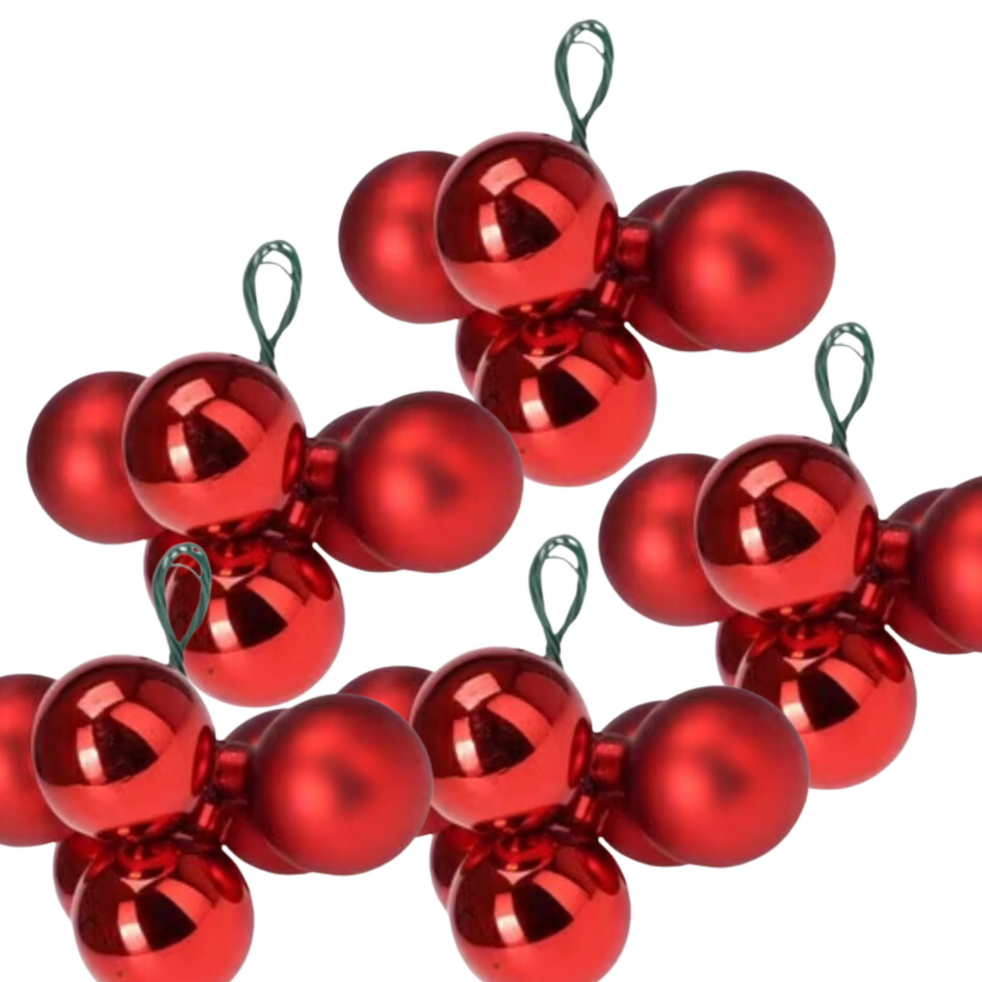 Mini Decorative Christmas Decoration Red Balls - Pack of 5