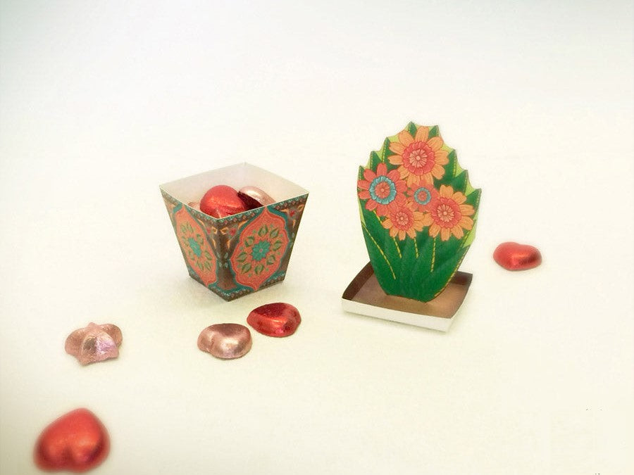 DIY Paper Gift Box | Flower Pot : Brown