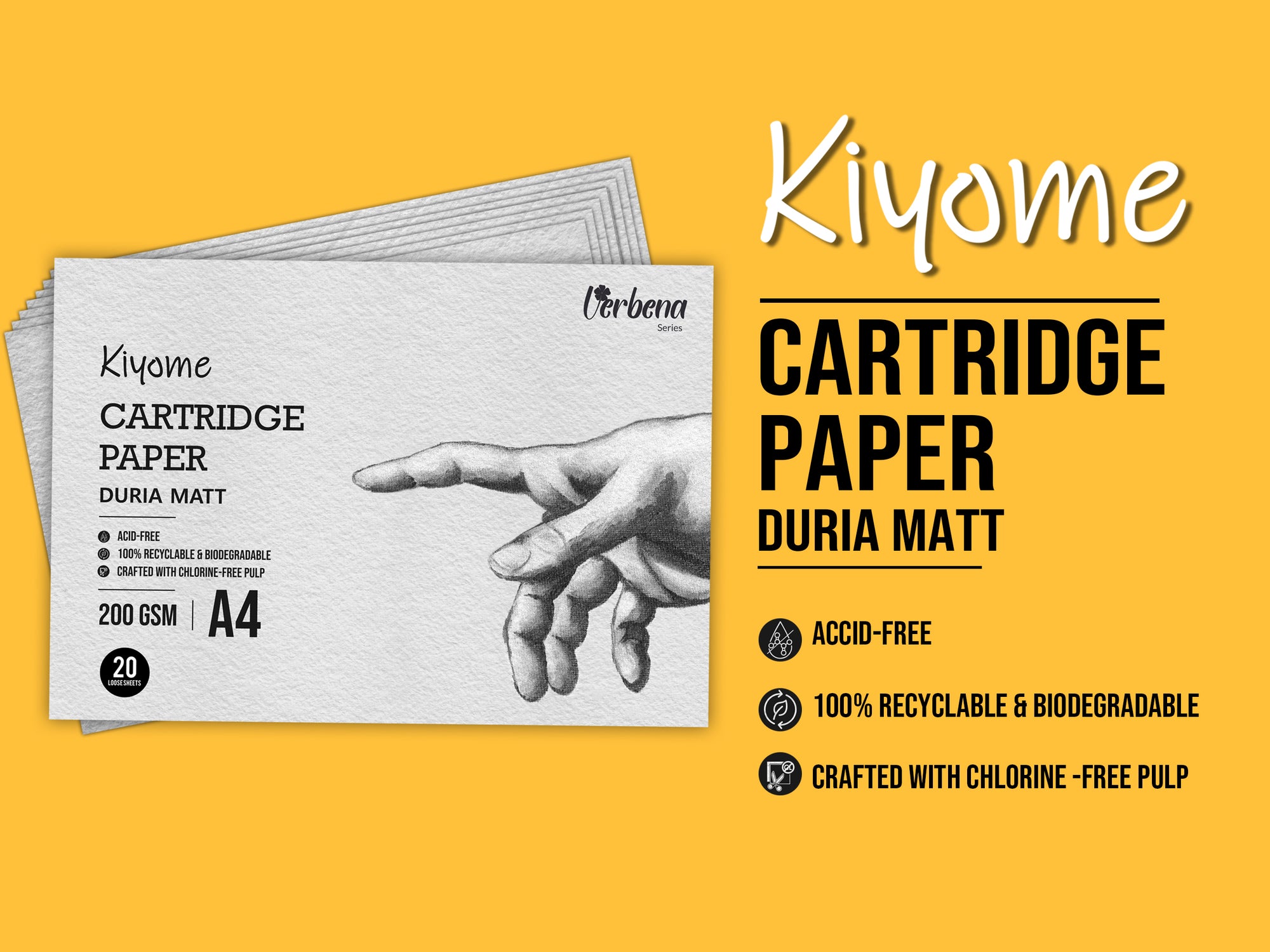 Kiyome Cartridge Paper | 200 GSM | A4 | 20 Sheets