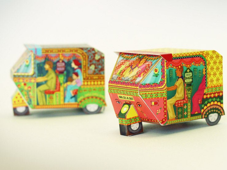 DIY Paper Toy | Bombay Auto Rickshaw: Green