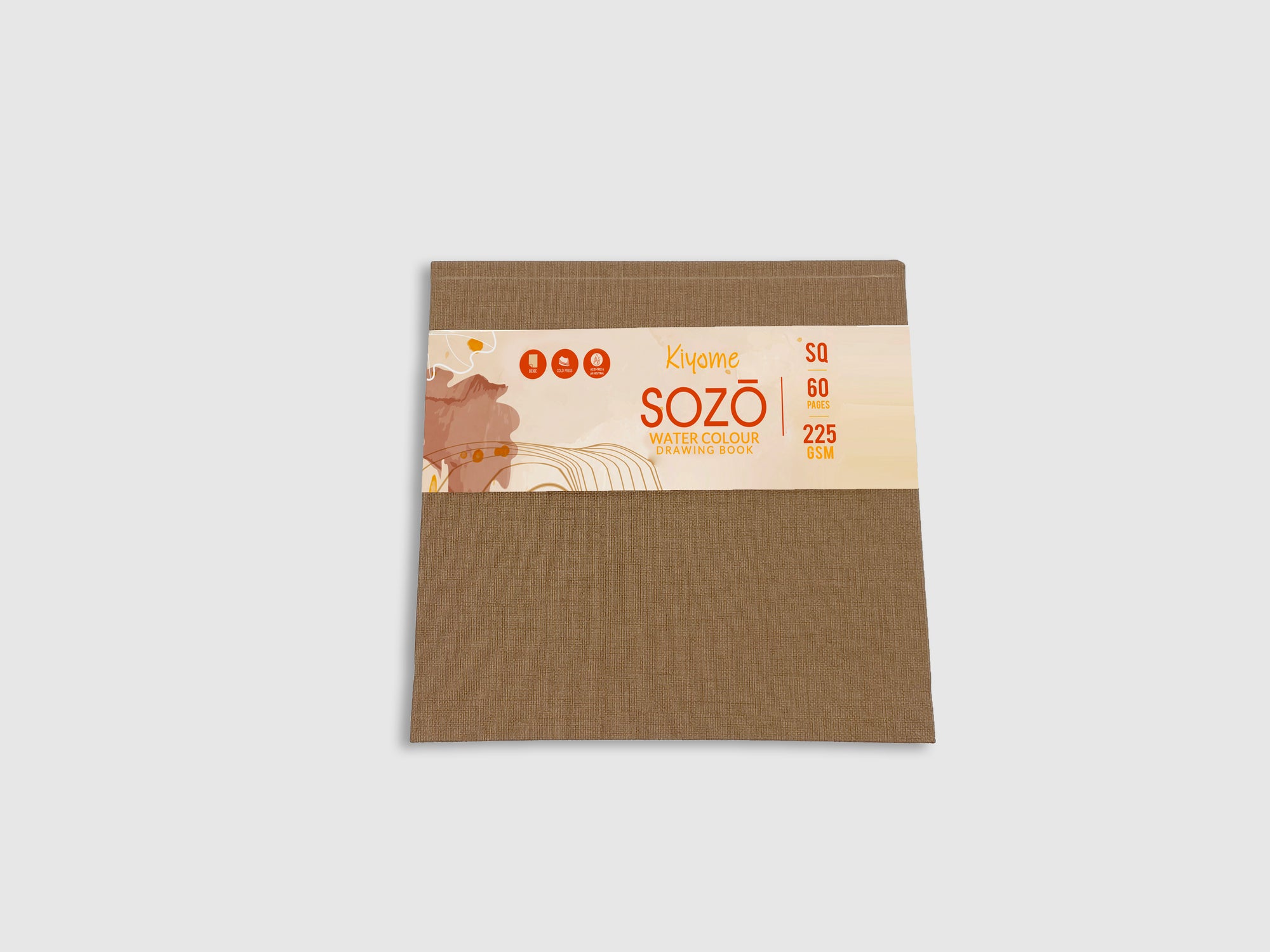 Kiyome SOZO Beige Toned Sketchbook | Canvas Textured Cover | 225 GSM | Square | 60 Pages