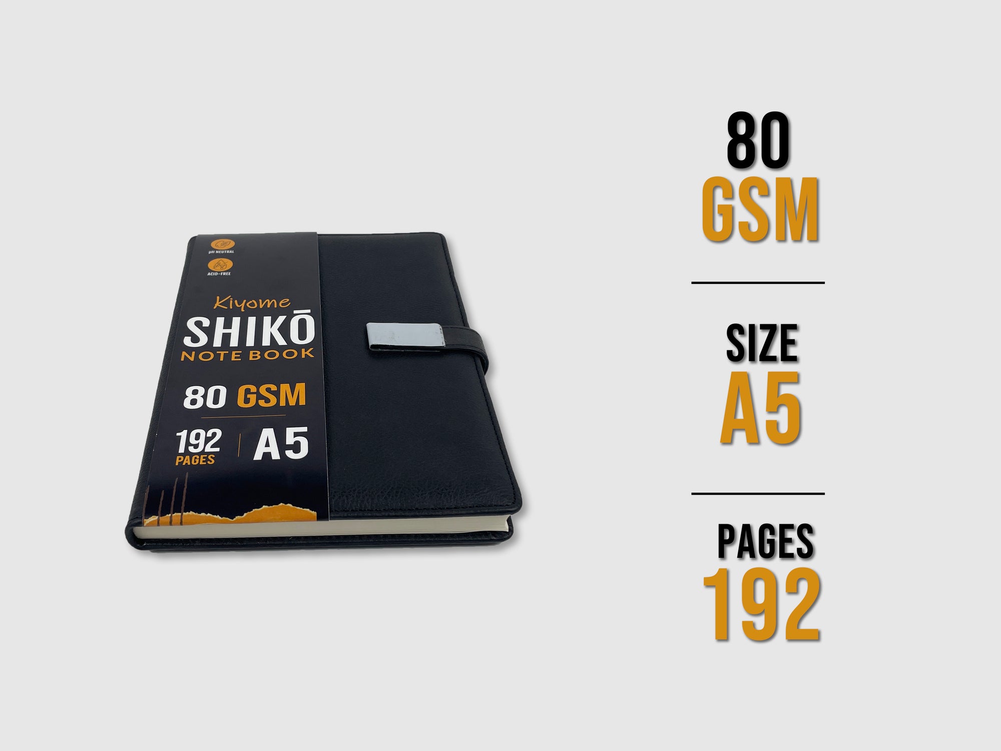 Kiyome SHIKO Notebook | Leather Textured Cover | 80 GSM | A5 | 192 Ruled Pages