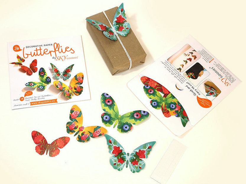 Decorative Paper Butterflies | Set of 24 pieces : Assorted