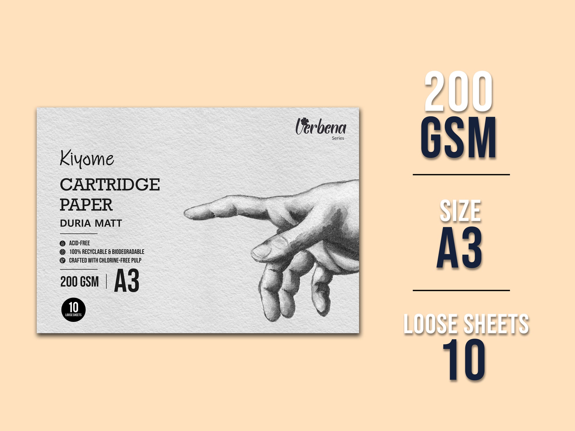 Kiyome Cartridge Paper | 200 GSM | A3 | 10 Sheets