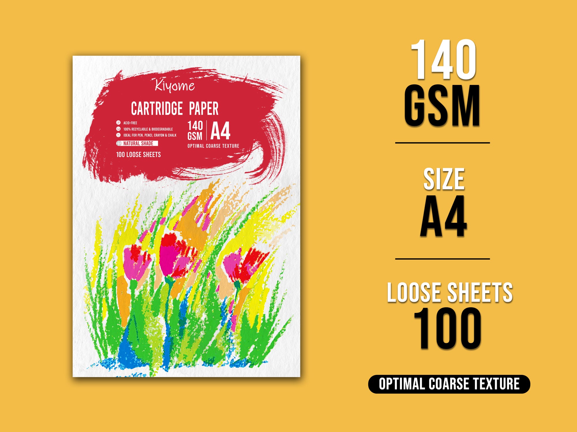 Kiyome Cartridge Paper | 140 GSM | A4 | 100 Sheets