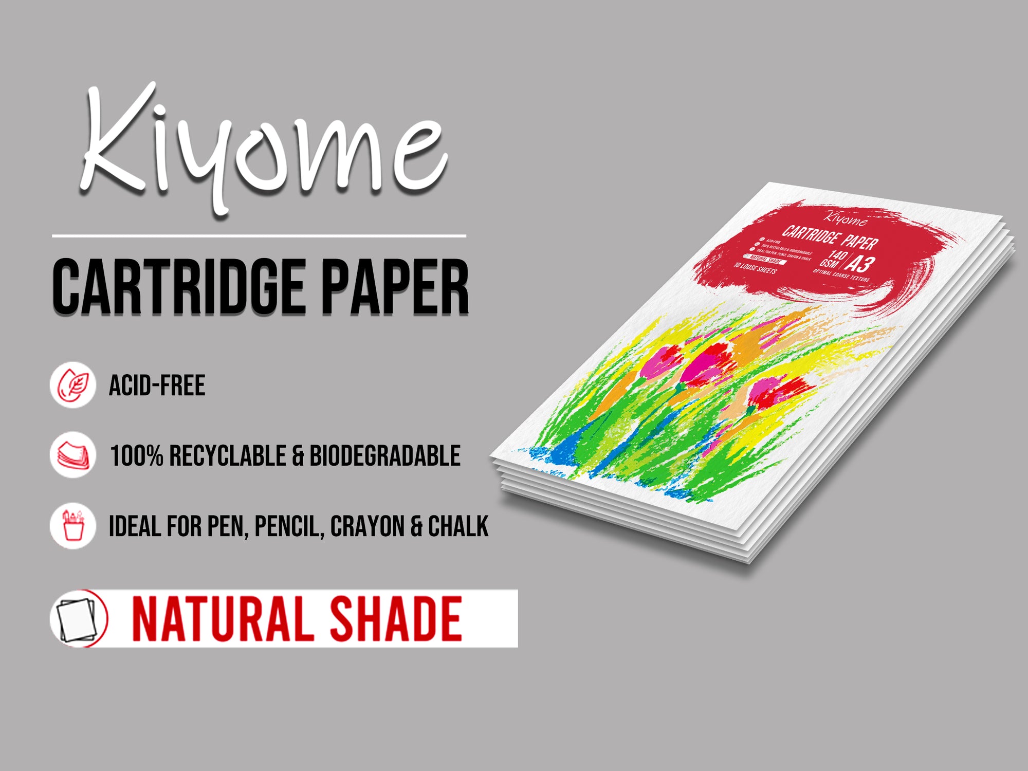 Kiyome Cartridge Paper | 140 GSM | A3 | 10 Sheets