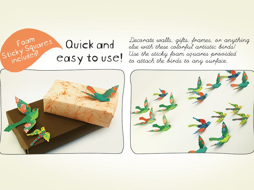 Decorative Paper Birds | Set of 24 pieces : Assorted
