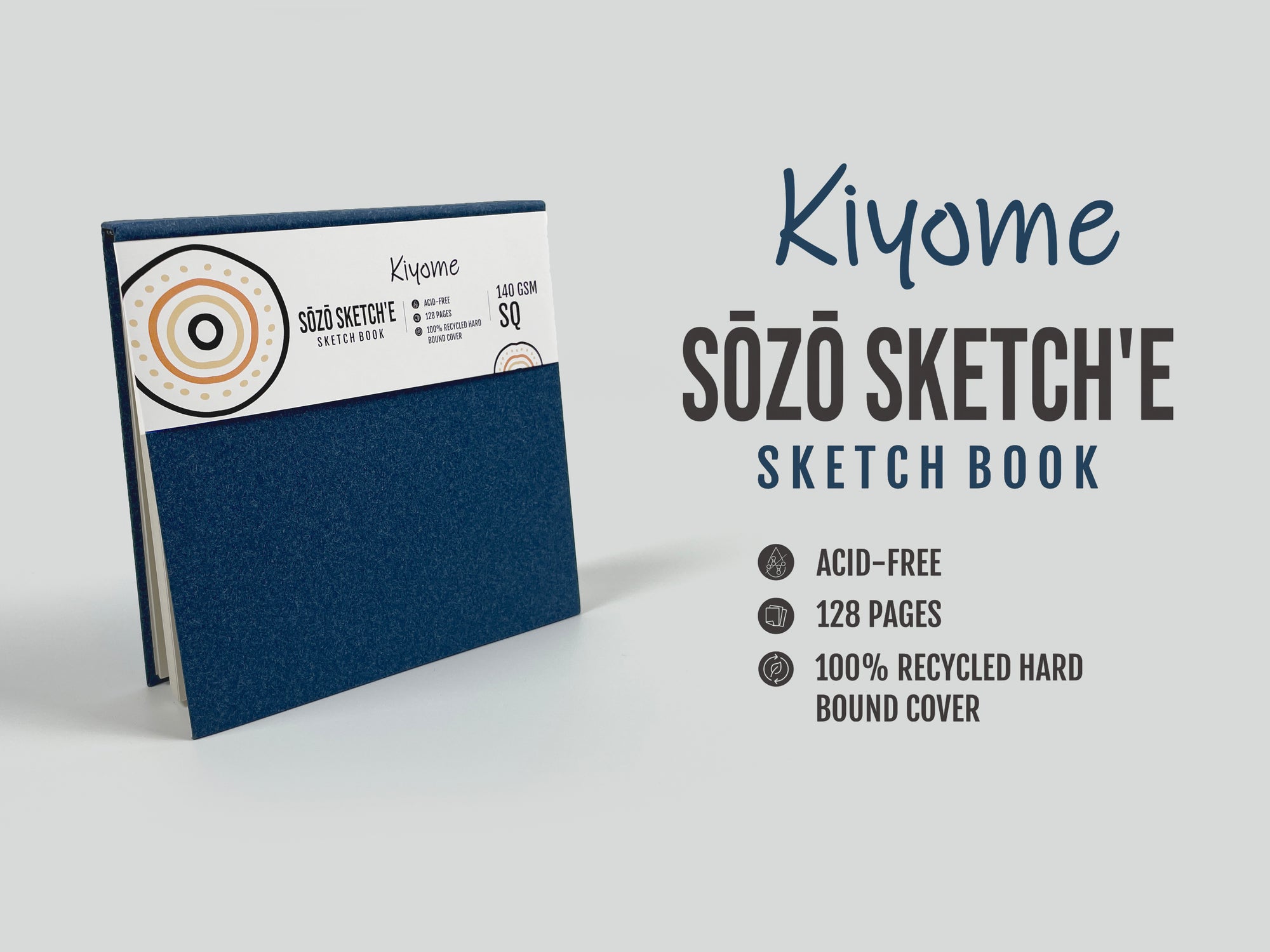 Kiyome SOZO Sketch'e Sketchbook | 140 GSM | Square Paper | Hardbound