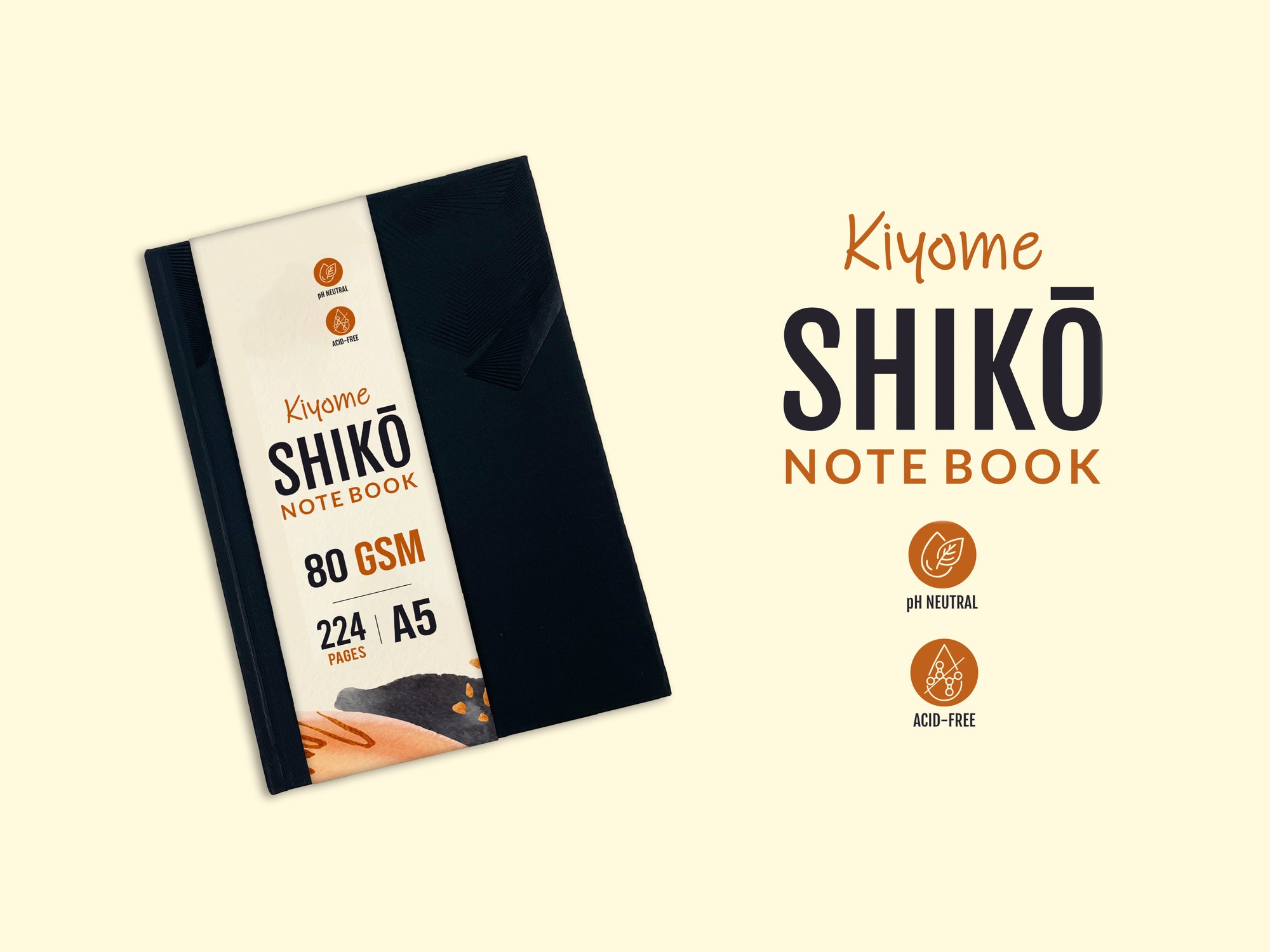 Kiyome SHIKO Notebook | Linen Textured Cover | 80 GSM | A5 | 224 Ruled Pages