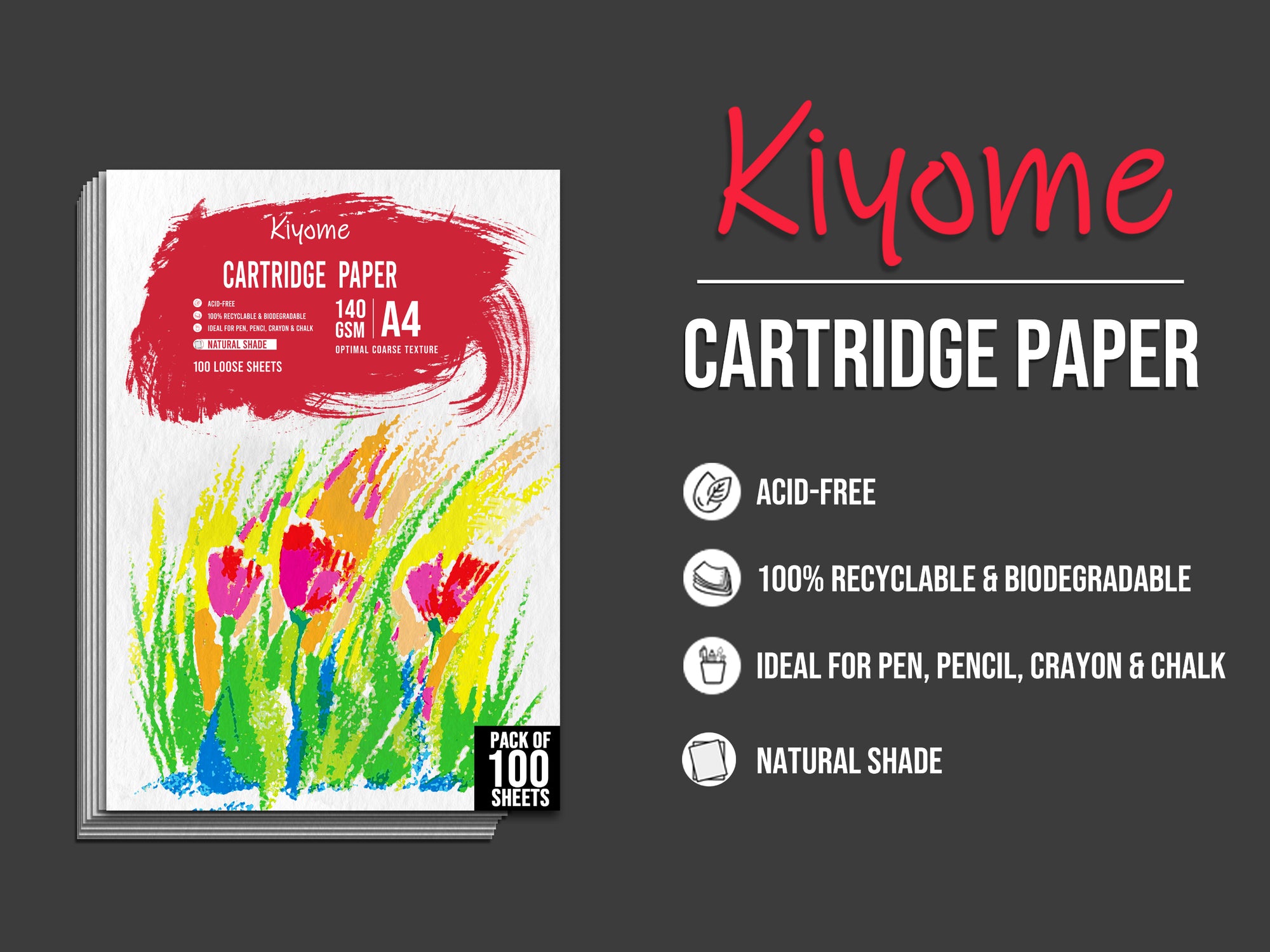 Kiyome Cartridge Paper | 140 GSM | A4 | 100 Sheets