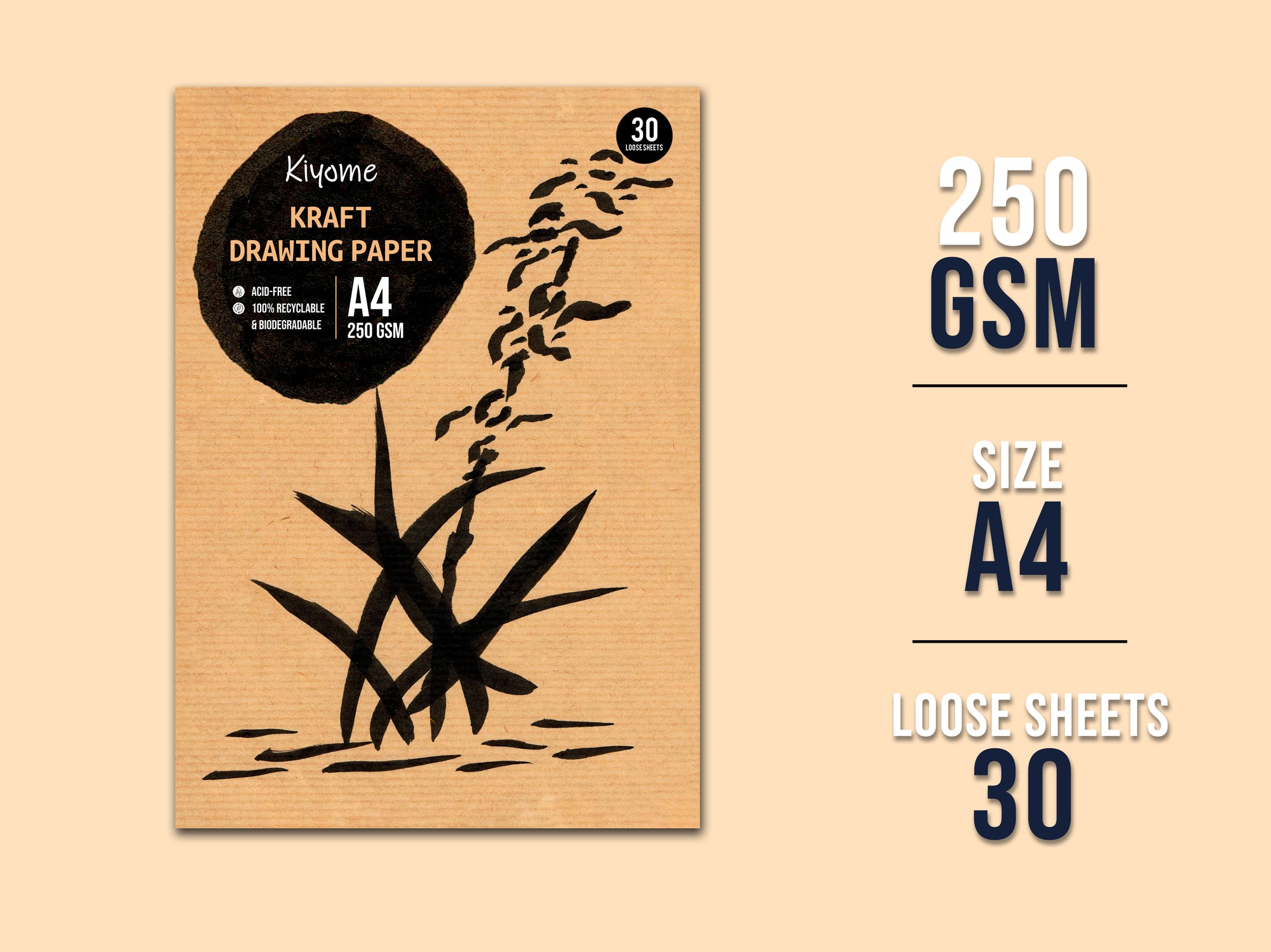 Kiyome Kraft Paper | 180 GSM | A4 | 30 Sheets