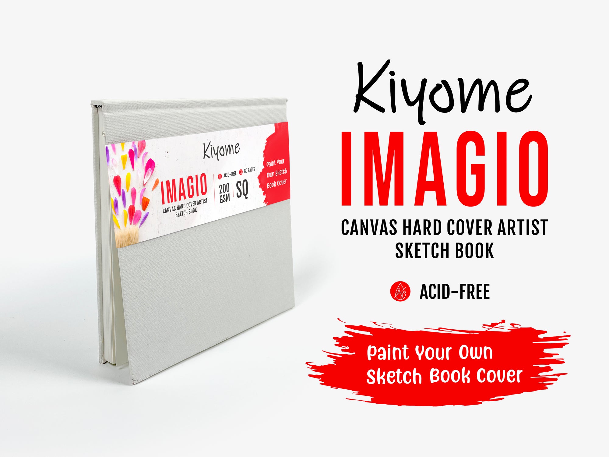 Kiyome Imagio Sketchbook | 200 GSM | Square Paper | Canvas Cover | 80 Sheets