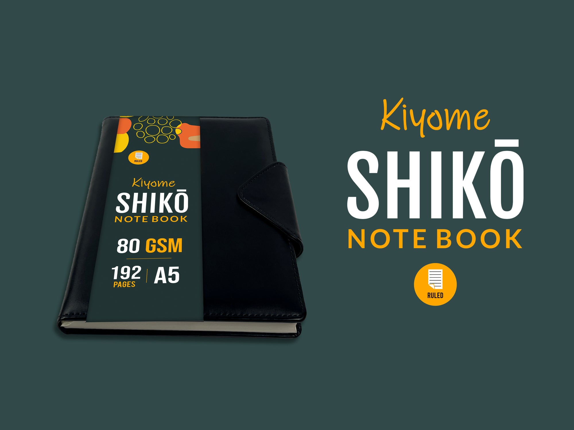 Kiyome Notebook | Soft Leather Textured Cover | 80 GSM | A5 | 192 Ruled Pages