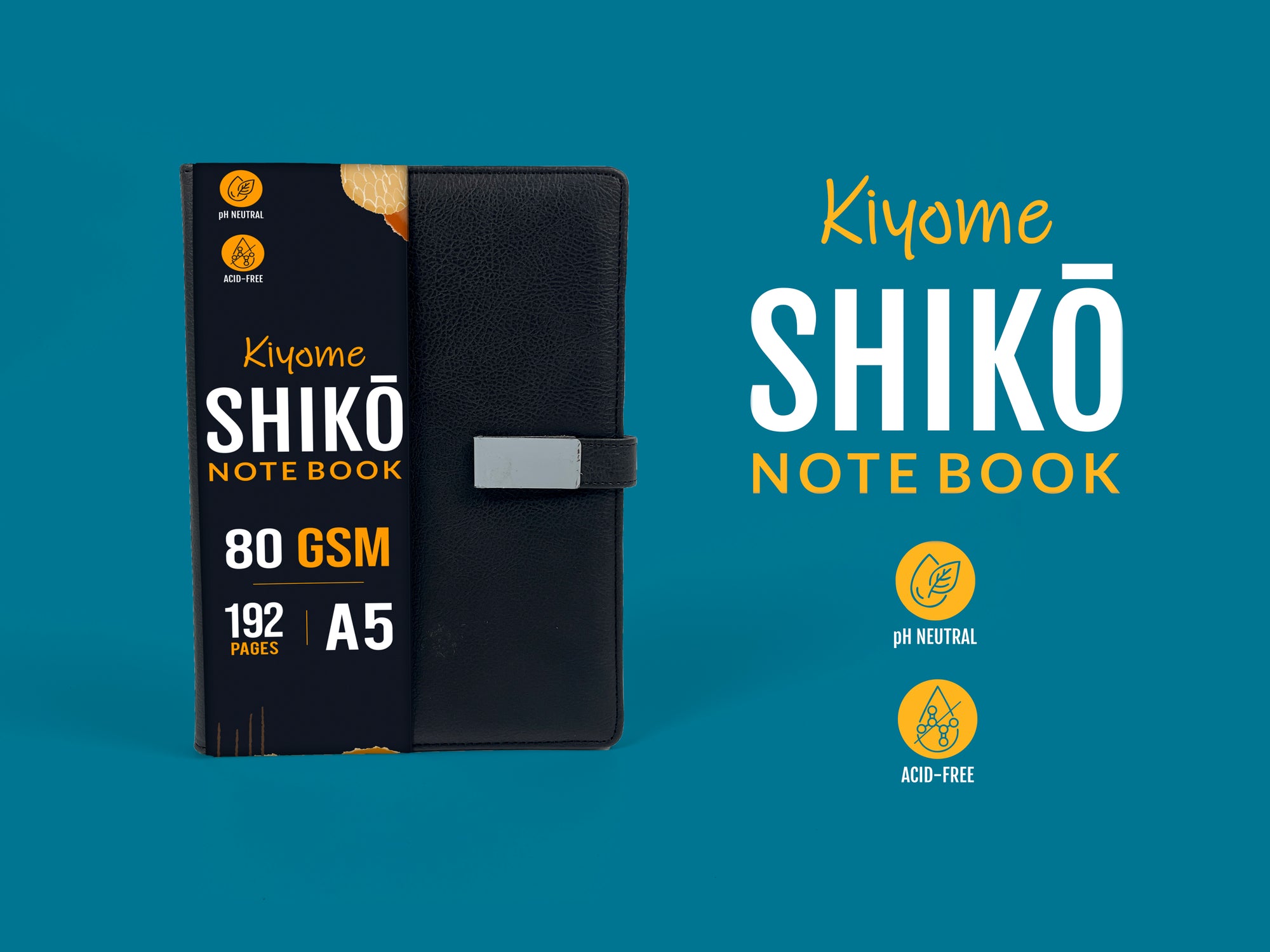 Kiyome SHIKO Notebook | Leather Textured Cover | 80 GSM | A5 | 192 Ruled Pages