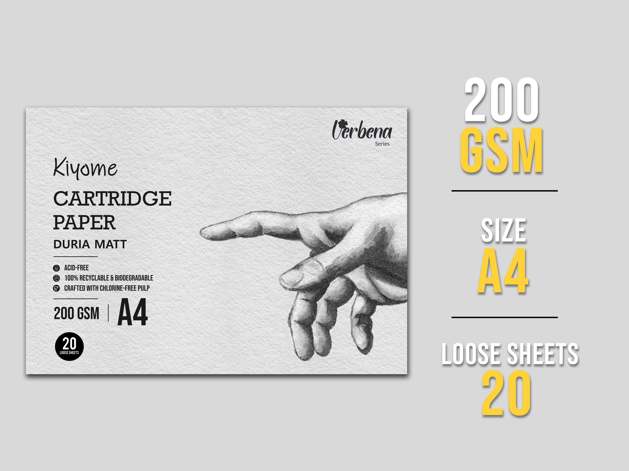 Kiyome Cartridge Paper | 200 GSM | A4 | 20 Sheets