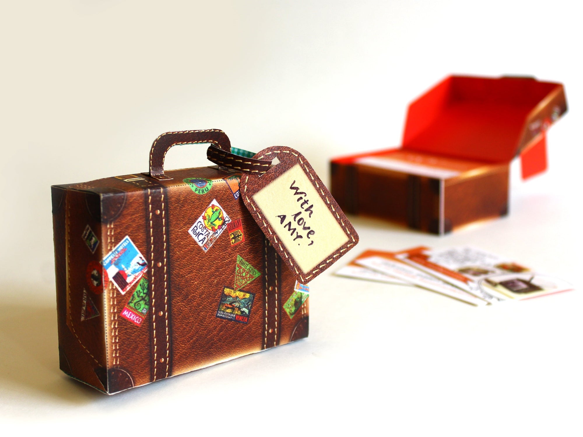 DIY Paper Gift Box| Mini Suitcase Realistic Leather