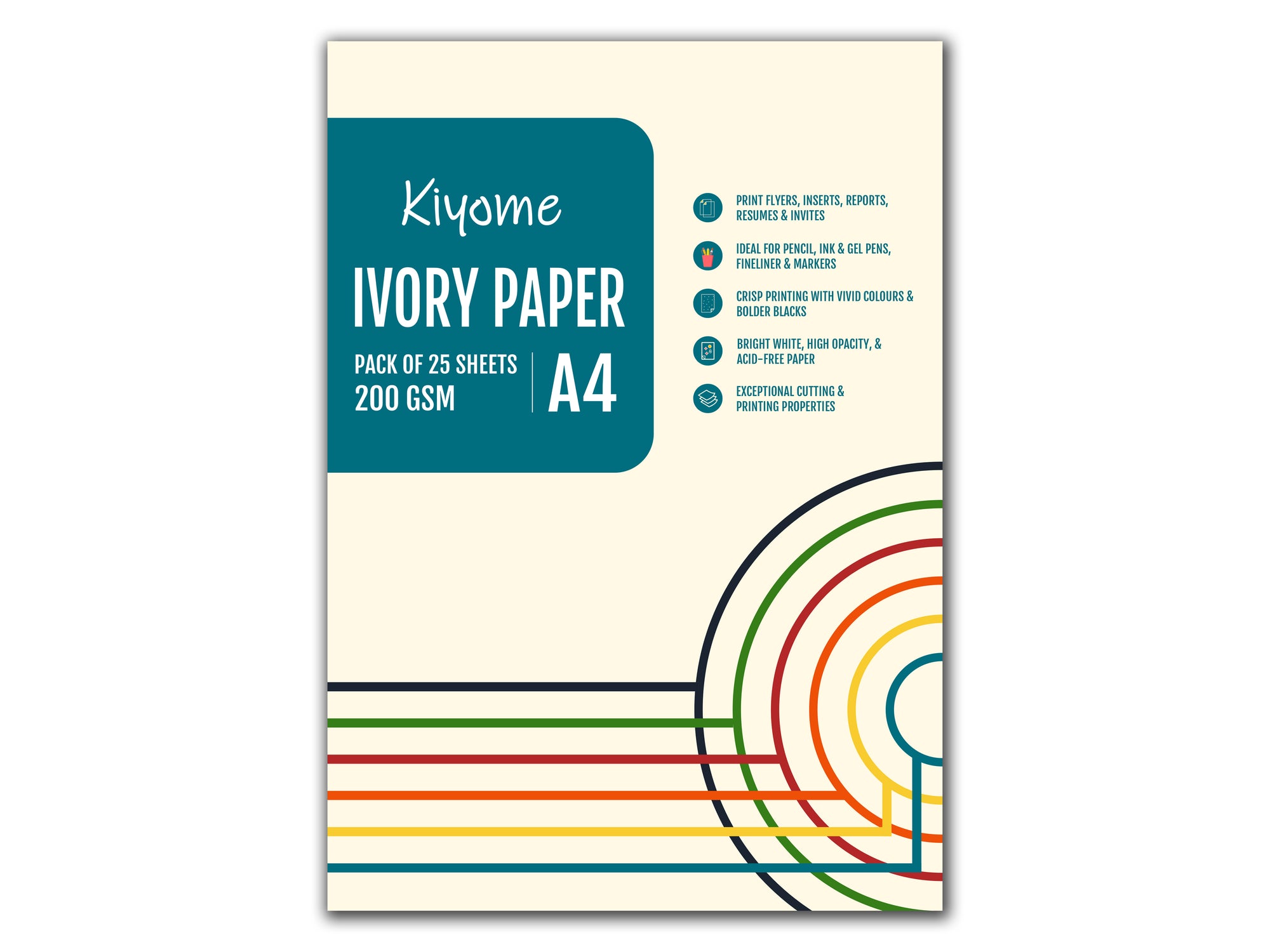 Kiyome Ivory Paper Sheets | 250 GSM | A4 | 25 Sheets