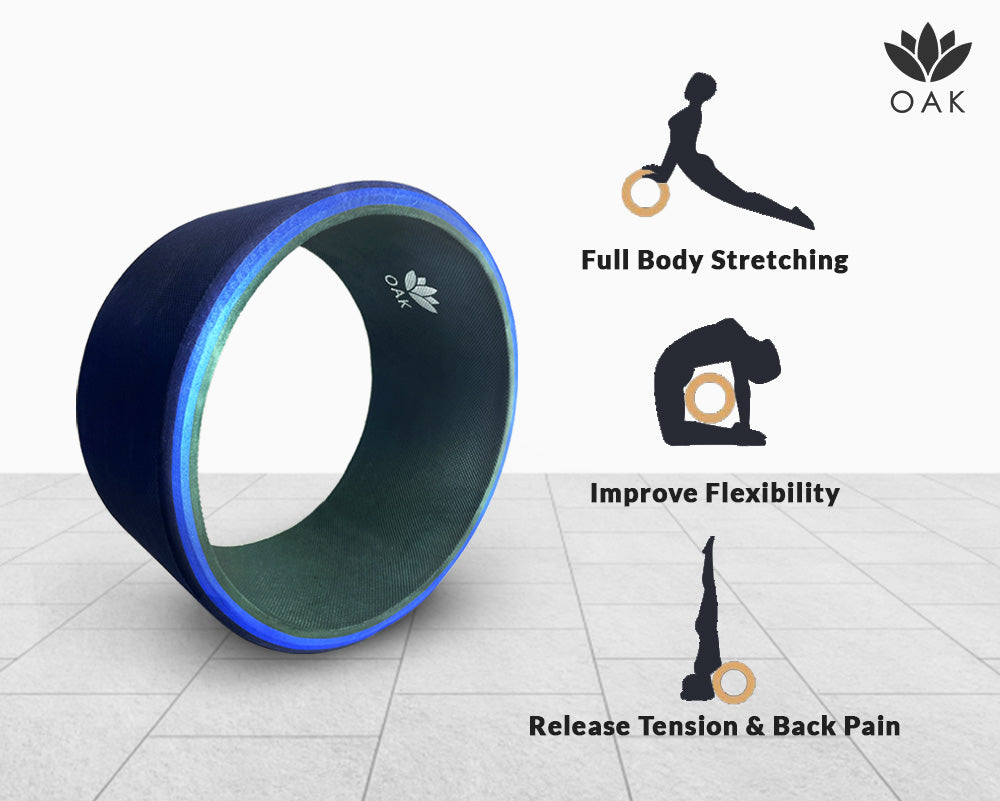 OAK Yoga Wheel | Strength, Flexibility, Yoga Poses And Balance | High Quality | 13 Inches Diameter | Blue Colour