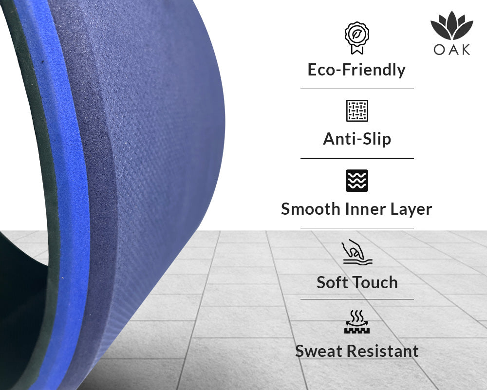 OAK Yoga Wheel | Strength, Flexibility, Yoga Poses And Balance | High Quality | 13 Inches Diameter | Blue Colour