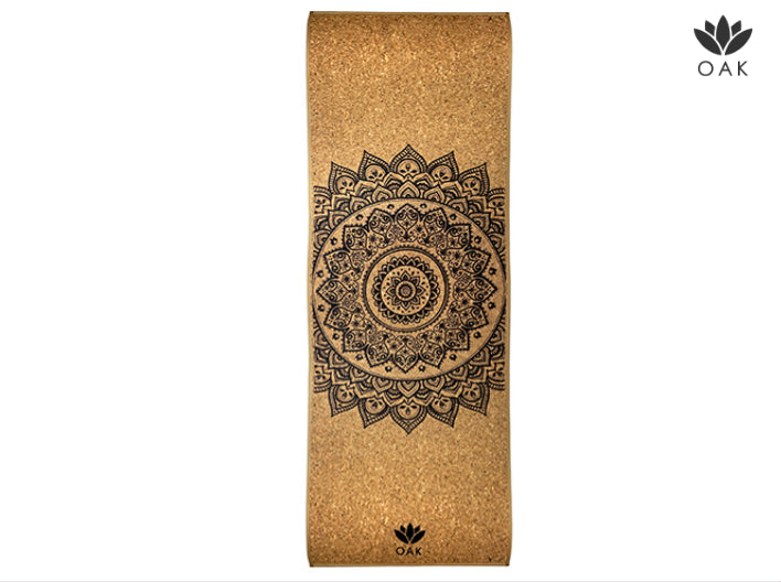 Oak Cork Yoga Mat | Mandala | 72" x 24" | 5 mm