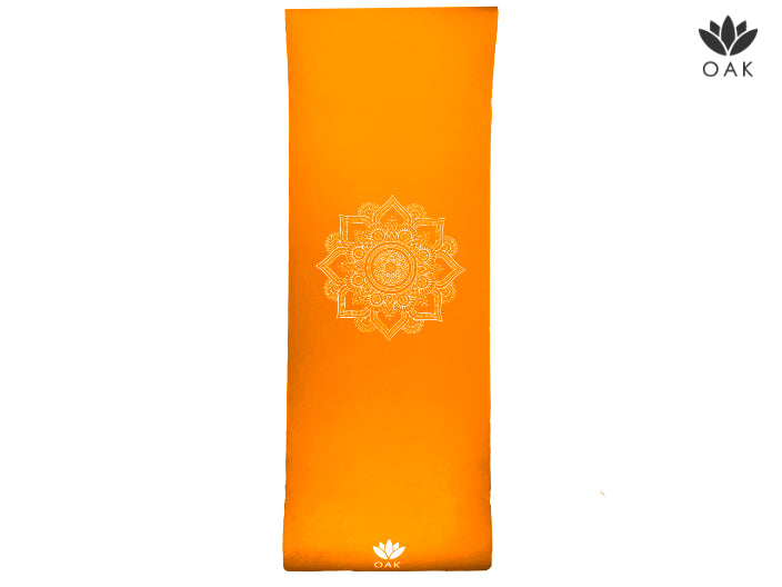 Oak Eco Friendly TPE Yoga Mat | Mandala | 72" x 24" | 6 mm | Non Slip | Orange